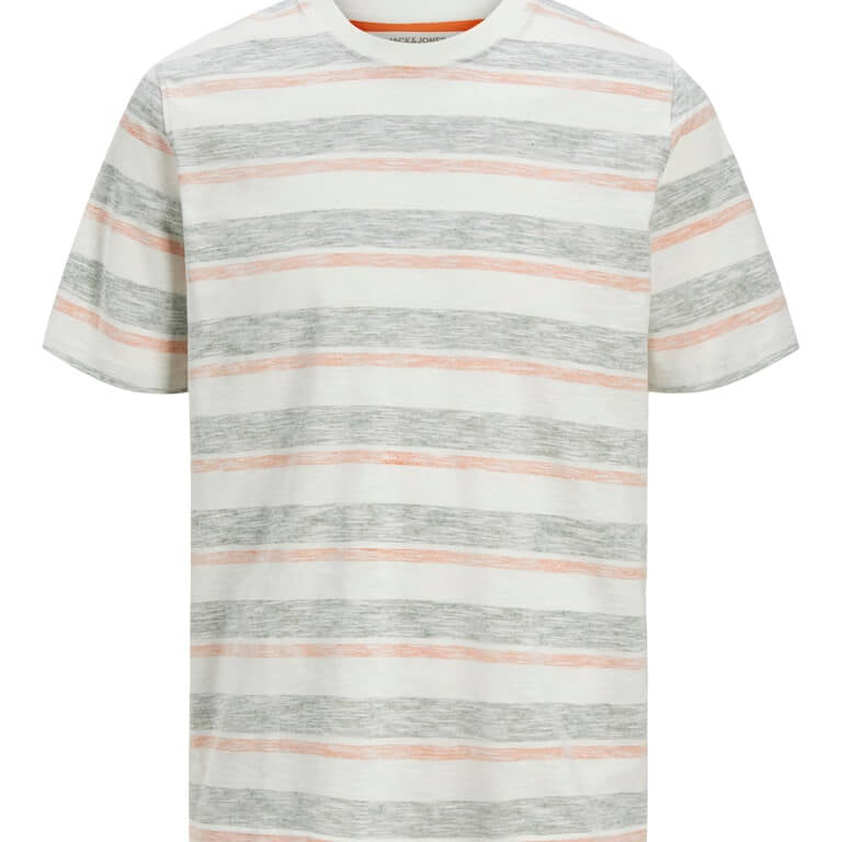 Jack & Jones JJBIRK Striped Crew Neck T-Shirt - Iceberg Green