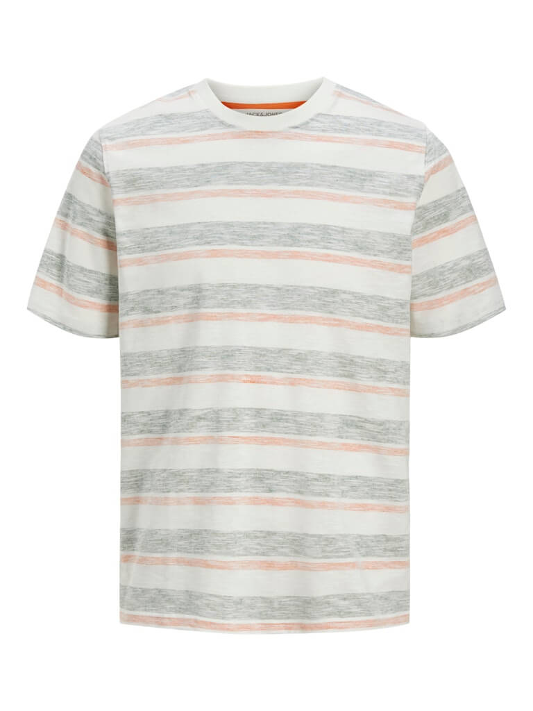 Jack & Jones JJBIRK Striped Crew Neck T-Shirt - Iceberg Green
