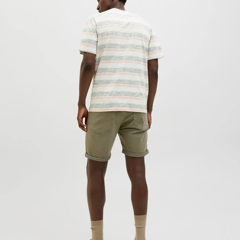Jack & Jones JJBIRK Striped Crew Neck T-Shirt - Iceberg Green