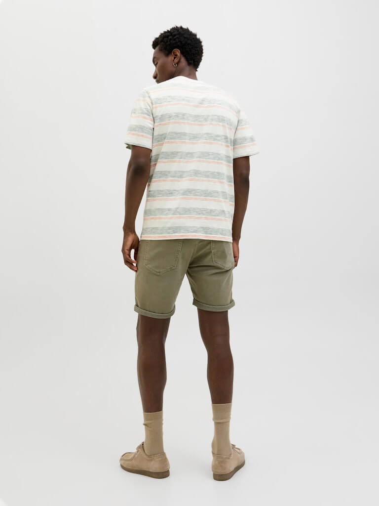 Jack & Jones JJBIRK Striped Crew Neck T-Shirt - Iceberg Green