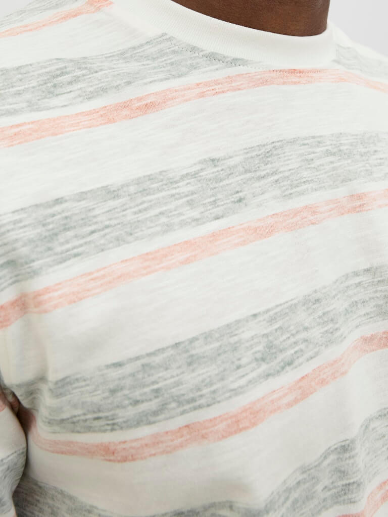 Jack & Jones JJBIRK Striped Crew Neck T-Shirt - Iceberg Green