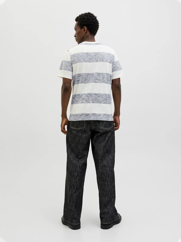 Jack & Jones JJBIRK Striped Crew Neck T-Shirt - Blue Multi