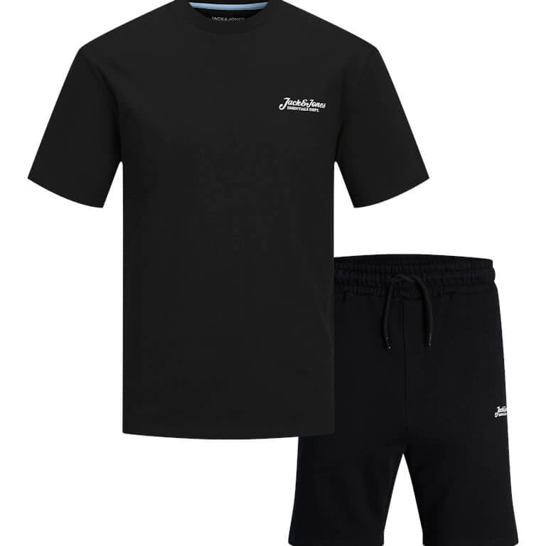 Jack & Jones JJBEAU Men's T-Shirt & Shorts Set – Relaxed Fit Cotton Loungewear Pack