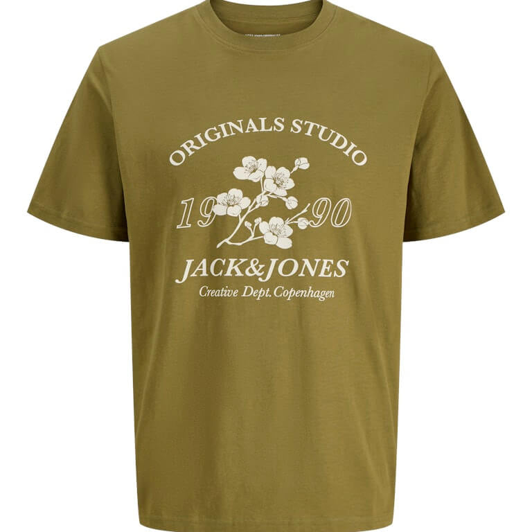 Jack & Jones JORJUKA Crew Neck 100% Cotton T-Shirt - Olive Drab