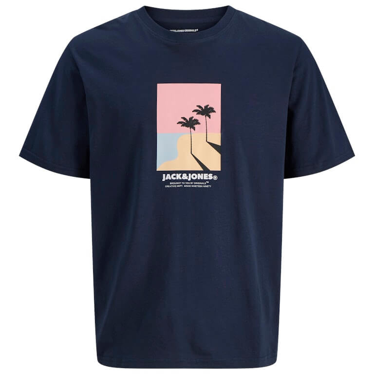 Jack & Jones JORCALIFA Crew Neck 100% Cotton T-Shirt - Navy