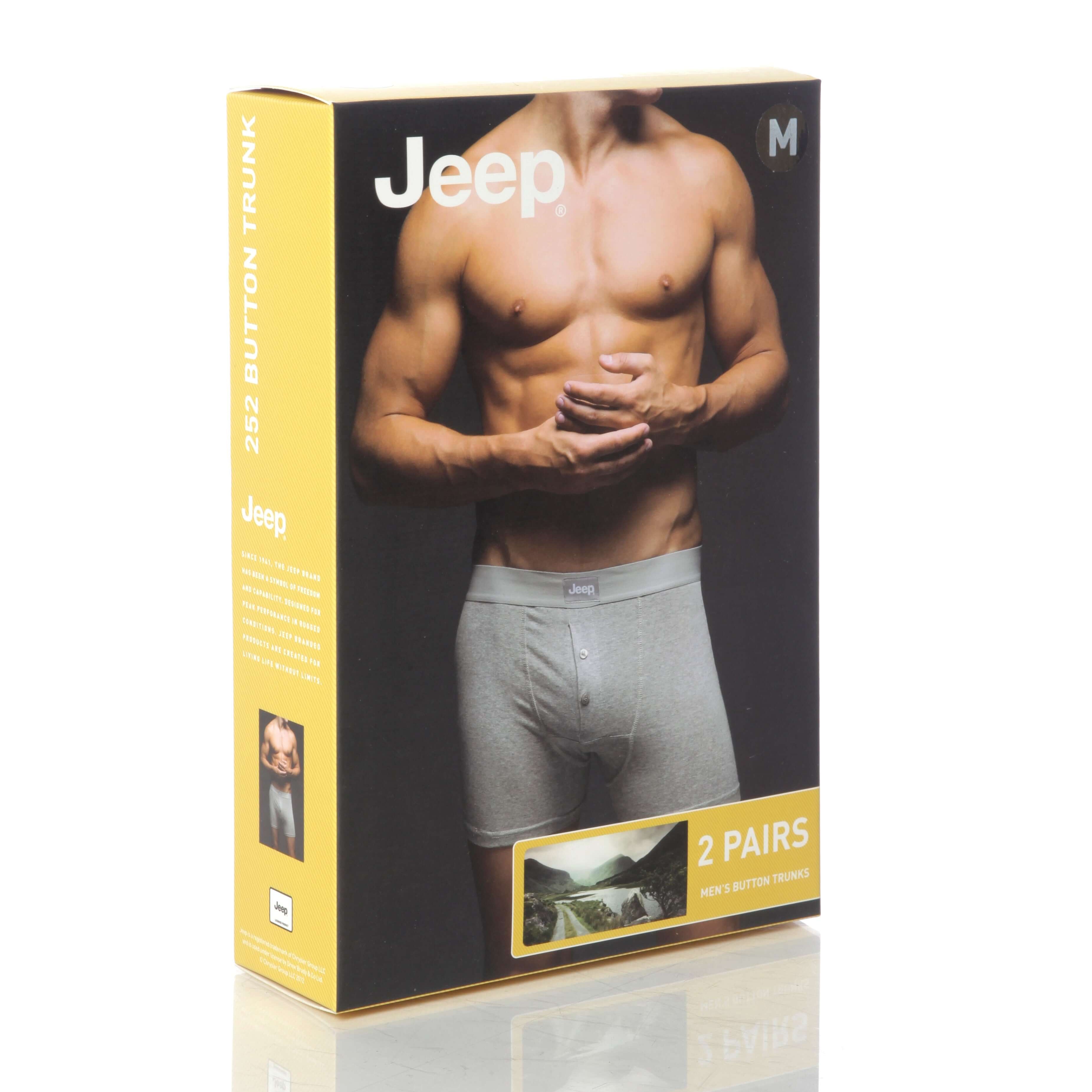 Jeep Men’s 2 Pack Cotton Plain Button Front Trunk Boxer Shorts - White