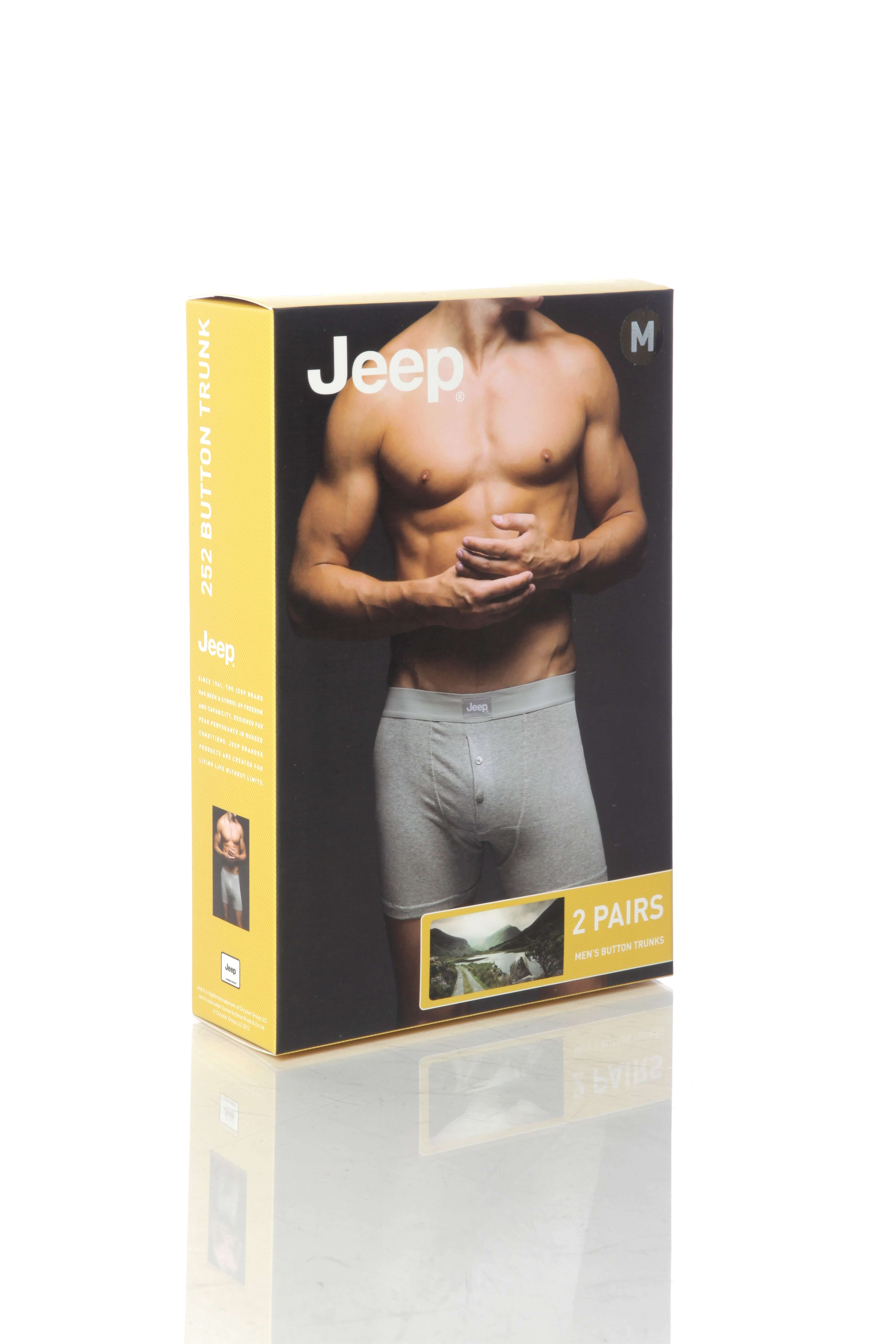 Jeep Men’s 2 Pack Cotton Plain Button Front Trunk Boxer Shorts - White