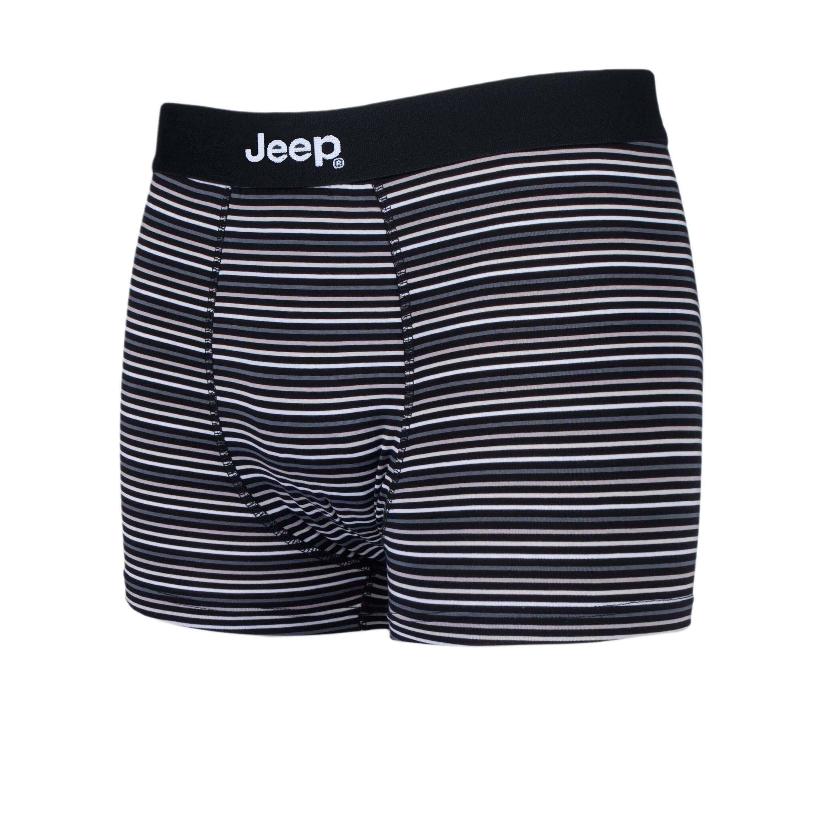 Jeep 2 Pack Men's Plain & Fine Stripes Fitted Bamboo Trunks
