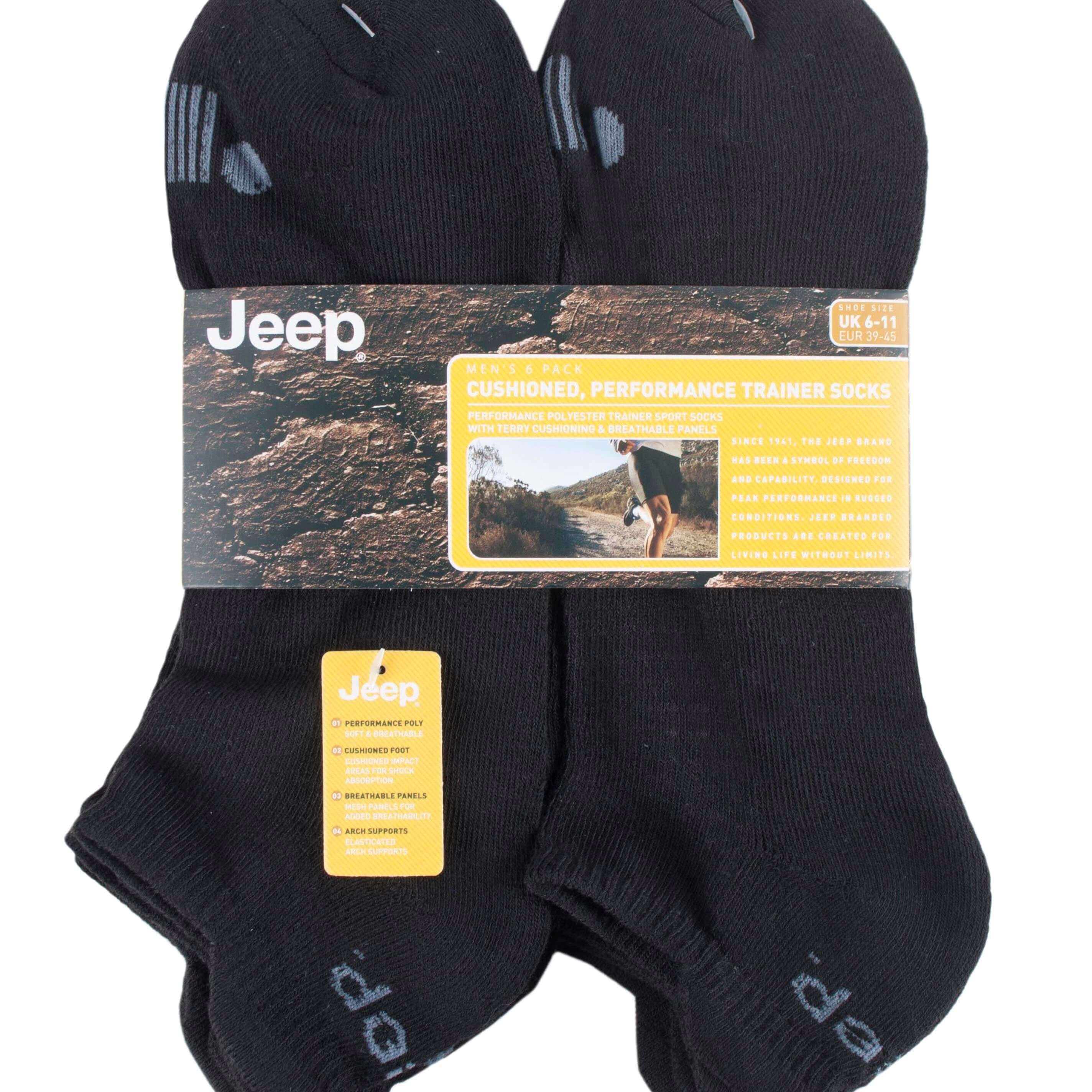 Jeep Men's 6 Pair Performance Trainer Socks - (6-11)