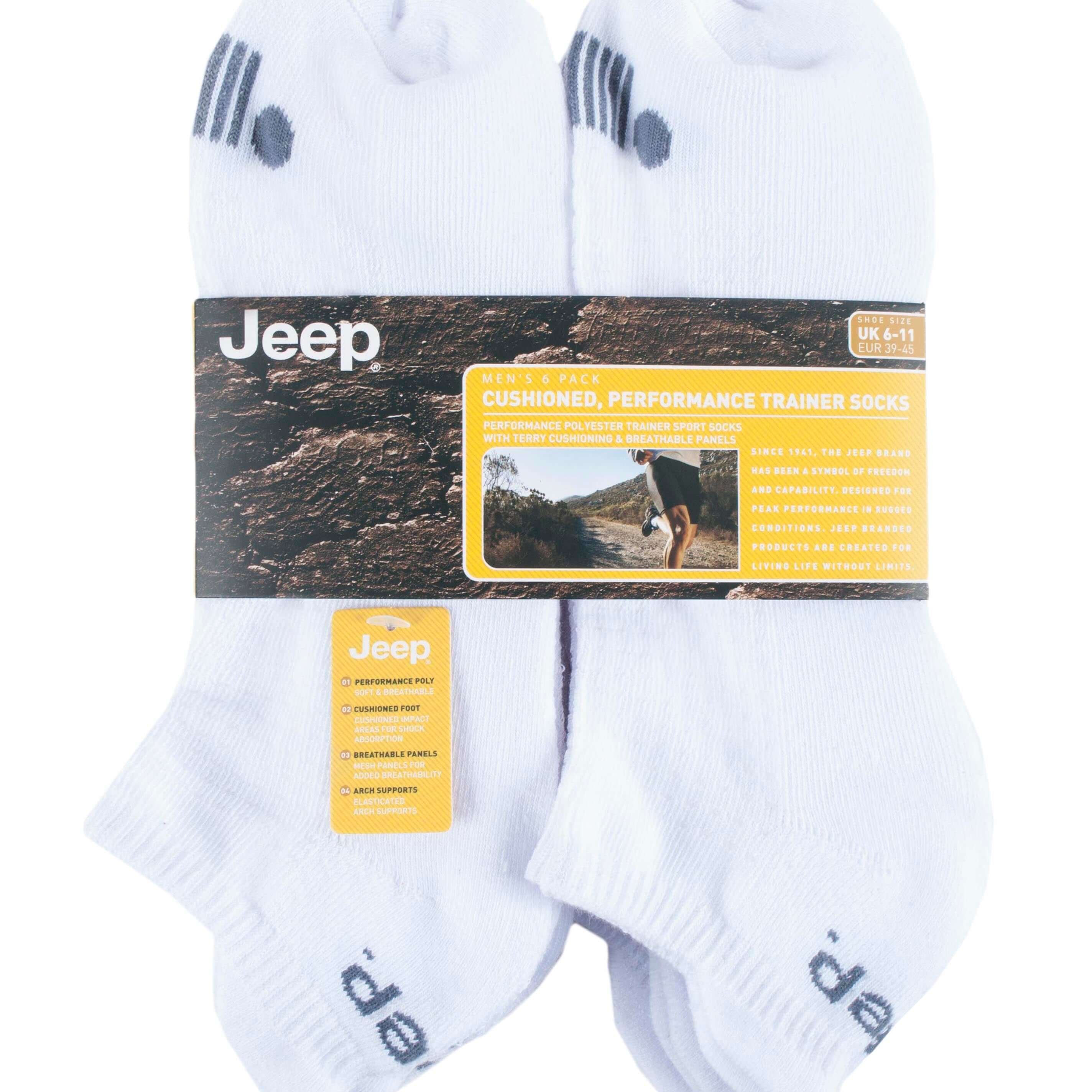 Jeep Men's 6 Pair Performance Trainer Socks - (6-11)