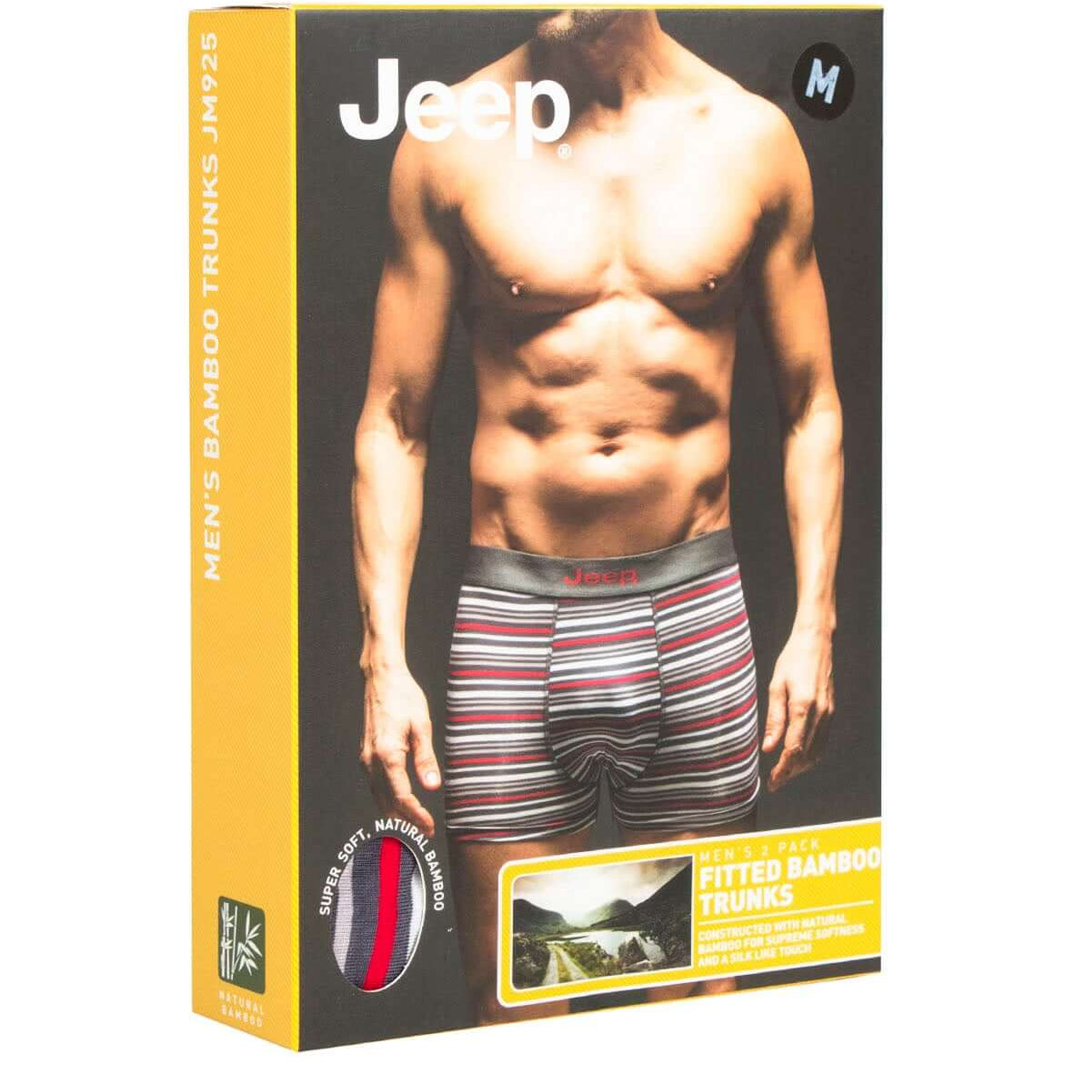 Jeep 2 Pack Men's Plain & Fine Stripes Fitted Bamboo Trunks