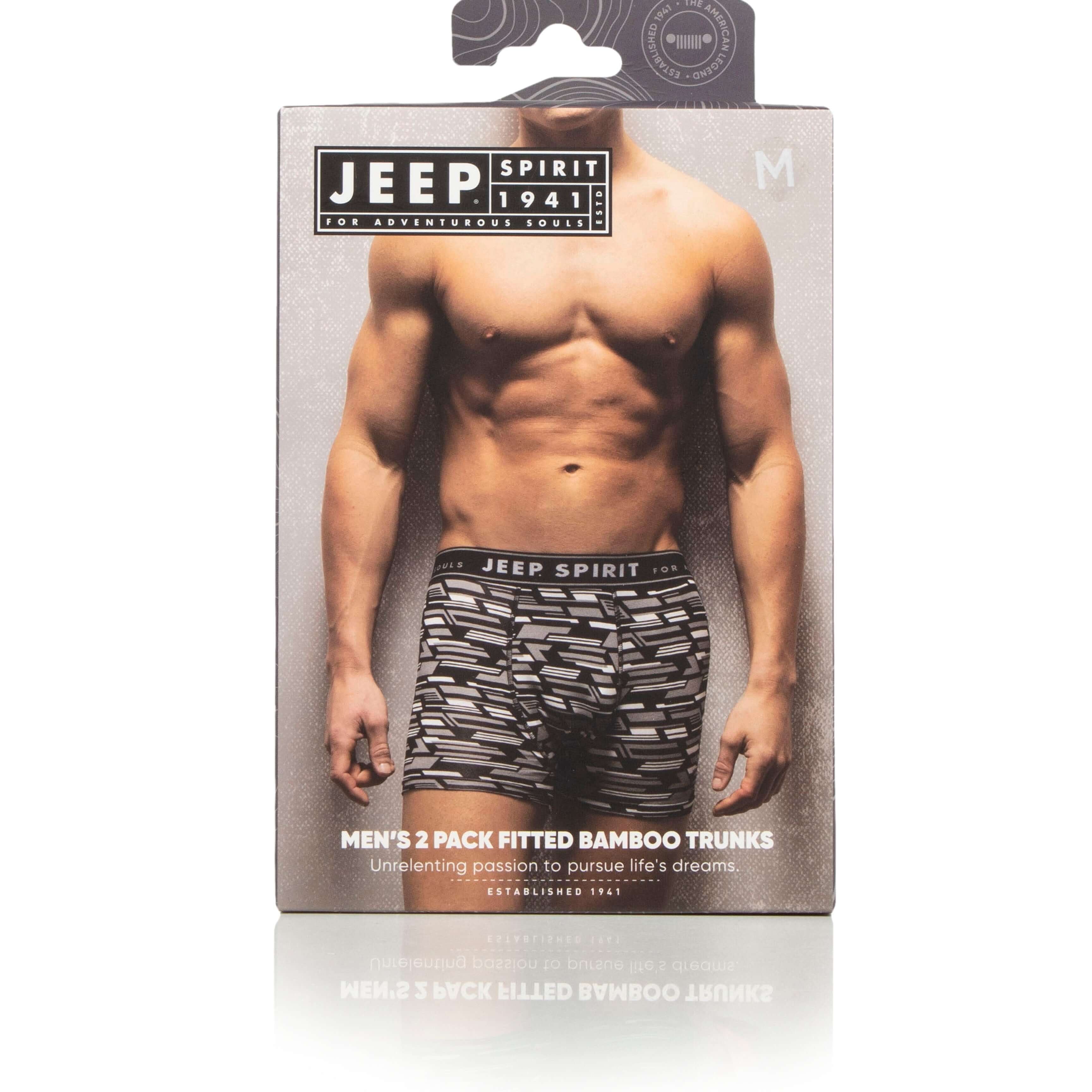 Jeep 2 Pack Men's Camo Print Bamboo Boxers - Fitted Trunks