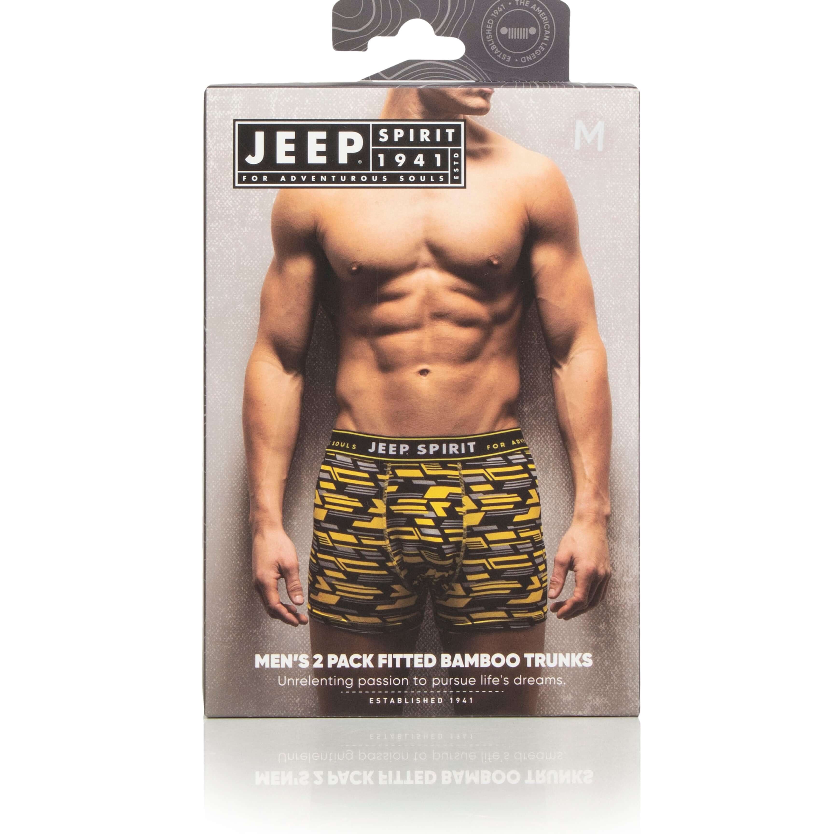 Jeep 2 Pack Men's Camo Print Bamboo Boxers - Fitted Trunks