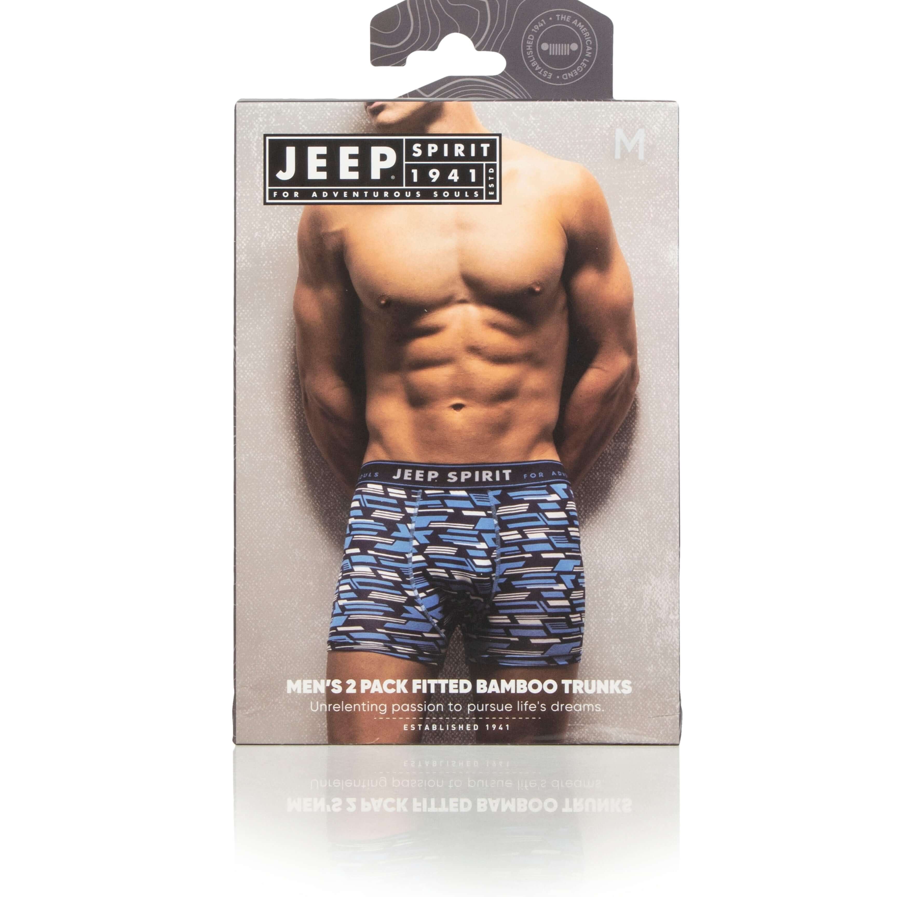 Jeep 2 Pack Men's Camo Print Bamboo Boxers - Fitted Trunks