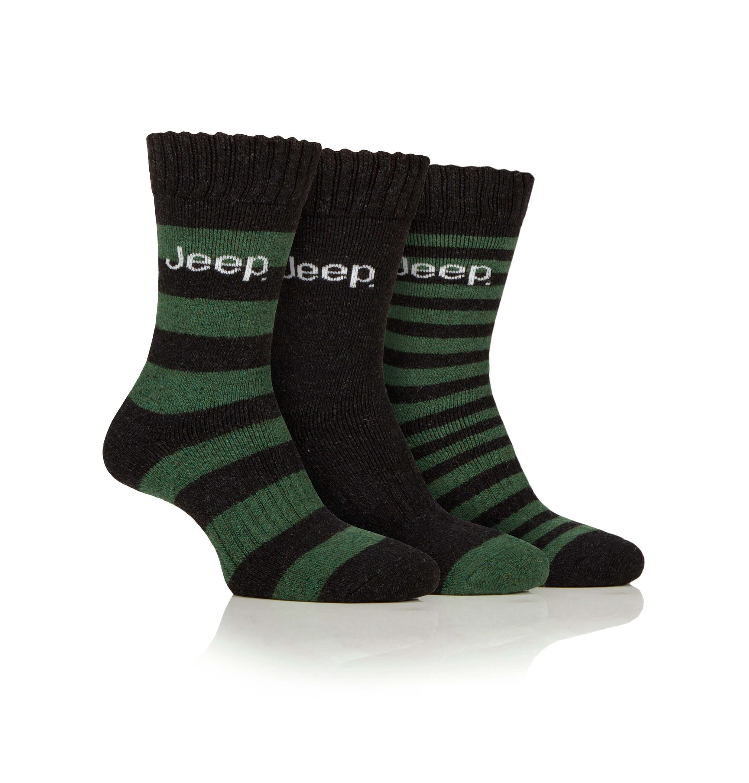 Jeep Striped Wool Blend Men's Thermal Boot Socks – 3 Pack Winter Essentials