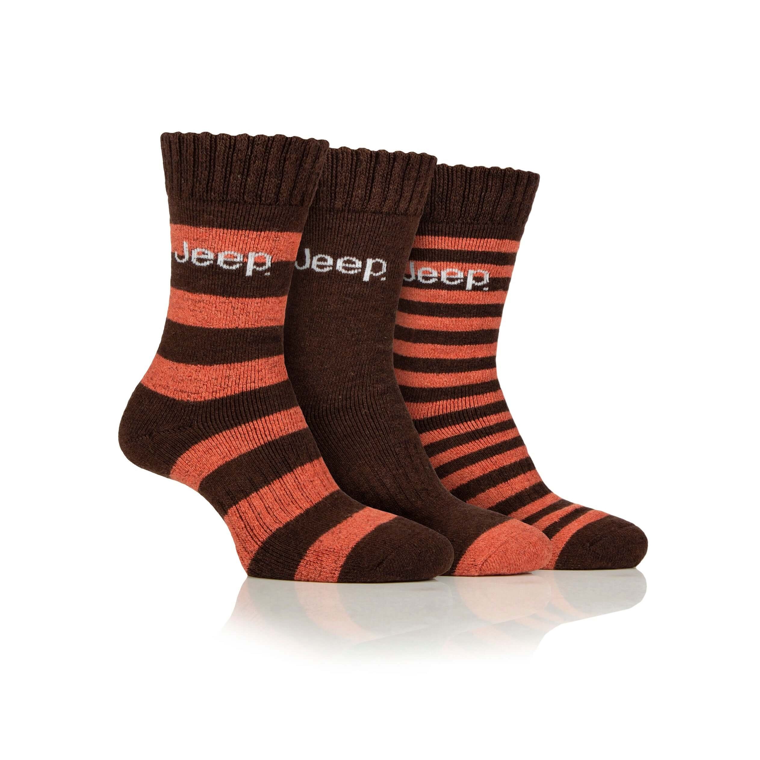 Jeep Striped Wool Blend Men's Thermal Boot Socks – 3 Pack Winter Essentials