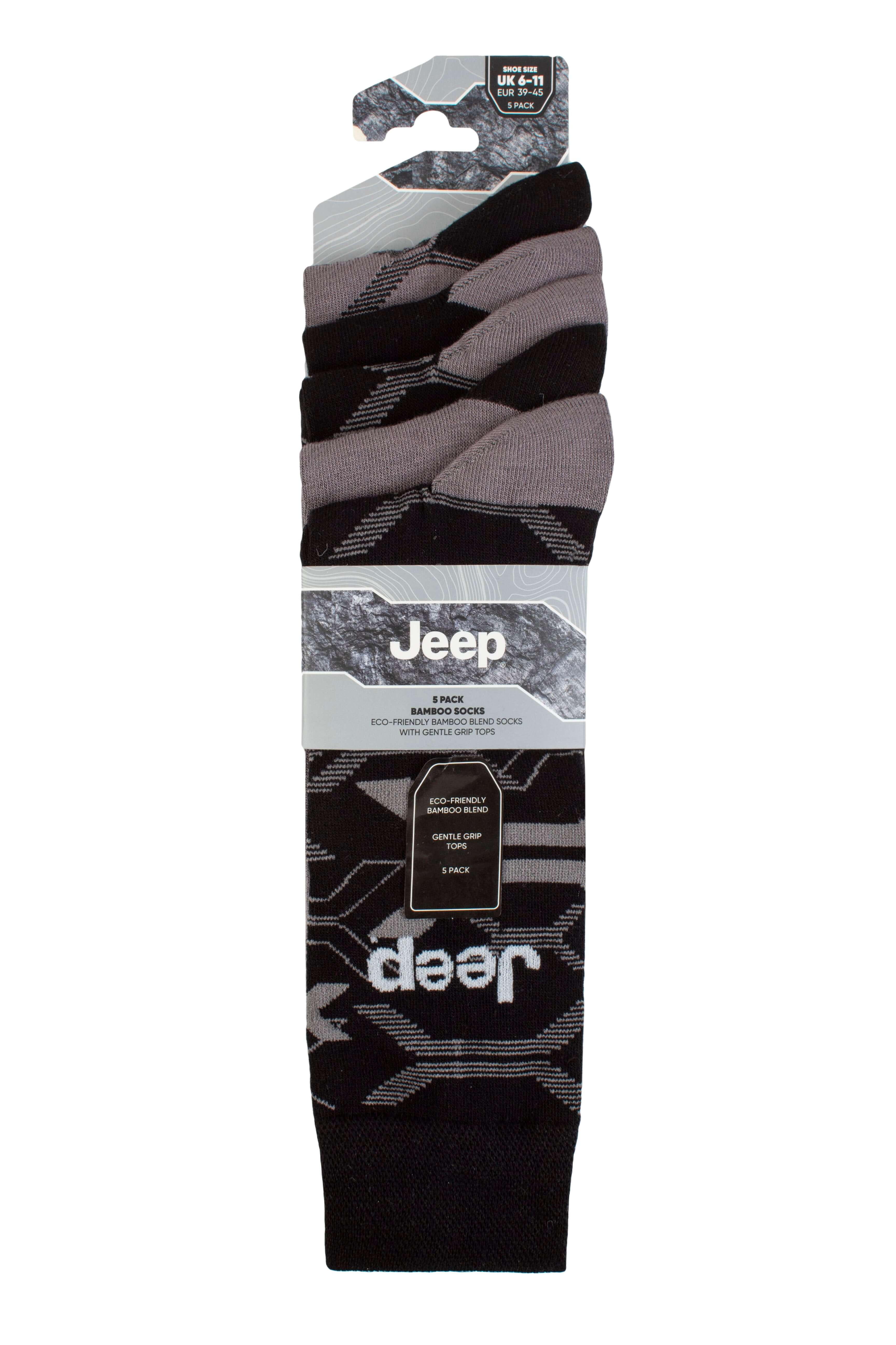 Jeep Mens 5 Pair Everyday Leisure Bamboo Socks - Size (6-11)