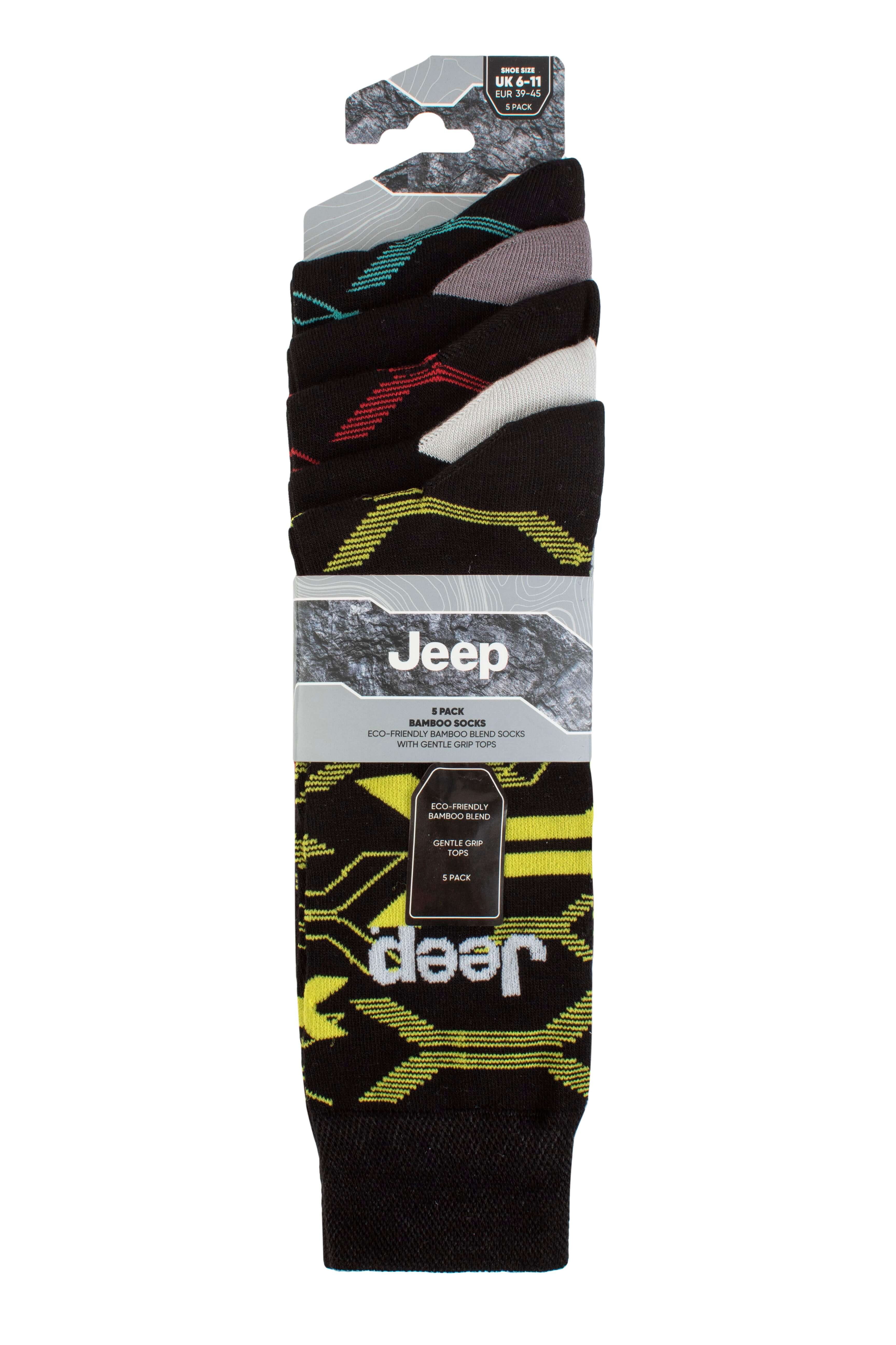 Jeep Mens 5 Pair Everyday Leisure Bamboo Socks - Size (6-11)