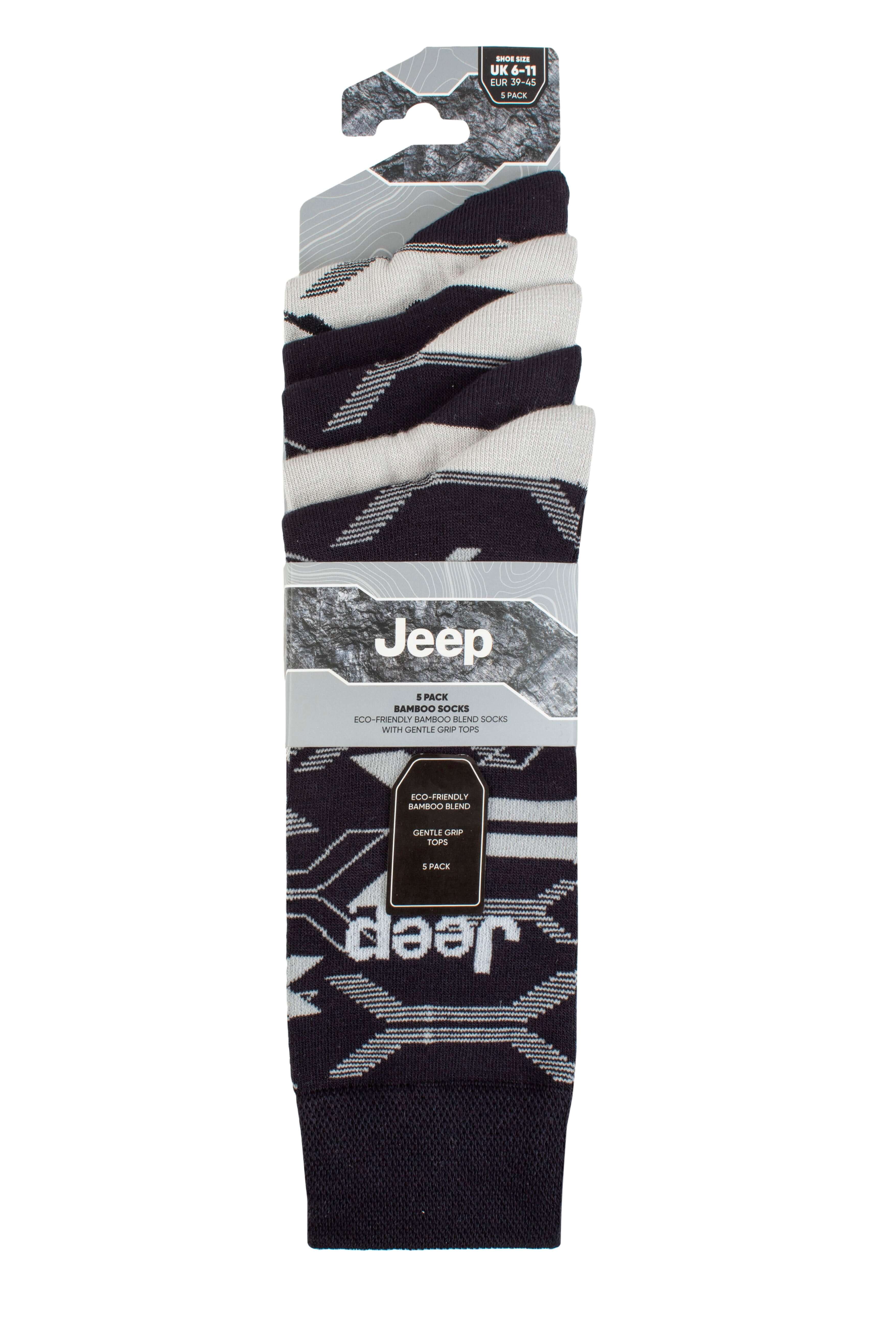 Jeep Mens 5 Pair Everyday Leisure Bamboo Socks - Size (6-11)