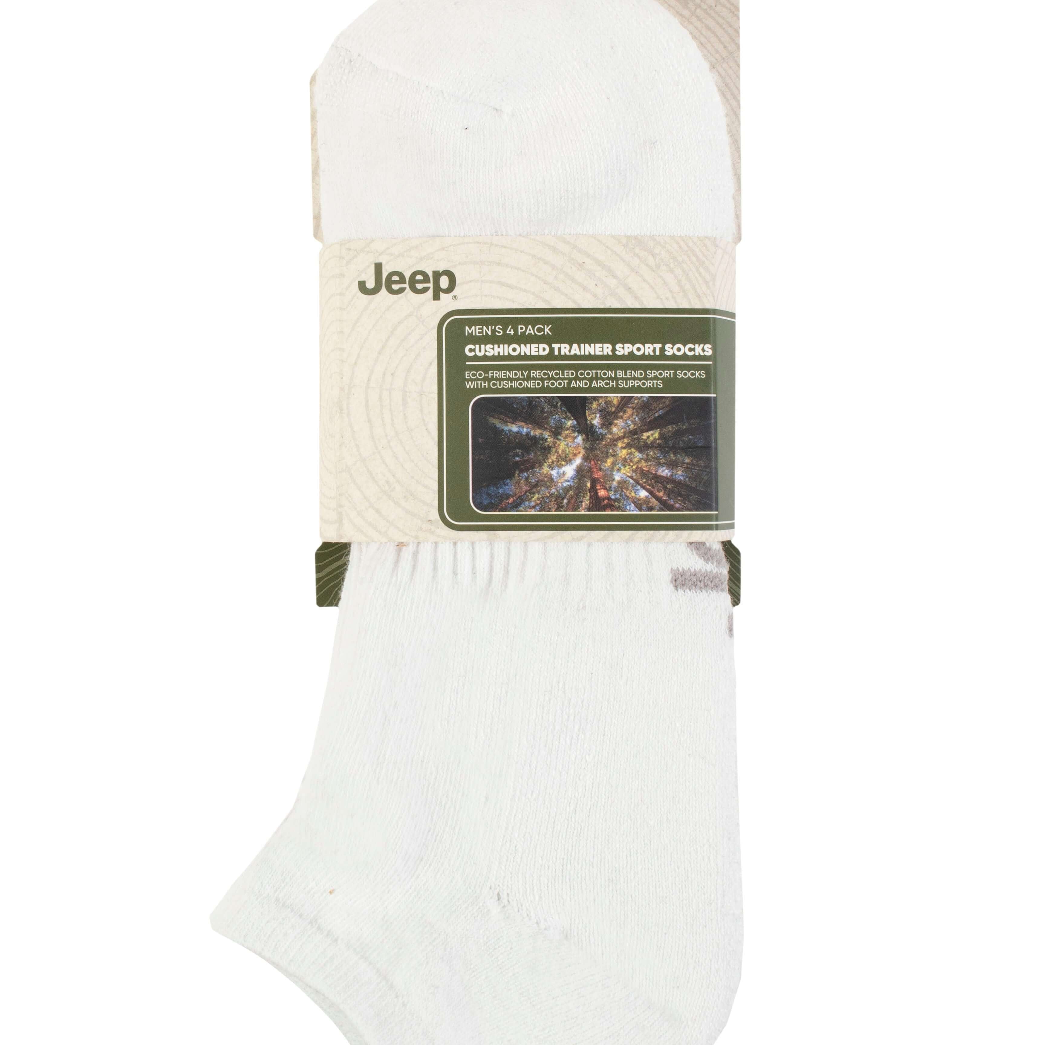 Jeep Men's 4 Pair Cushioned Sport Trainer Socks - Size (6-11)