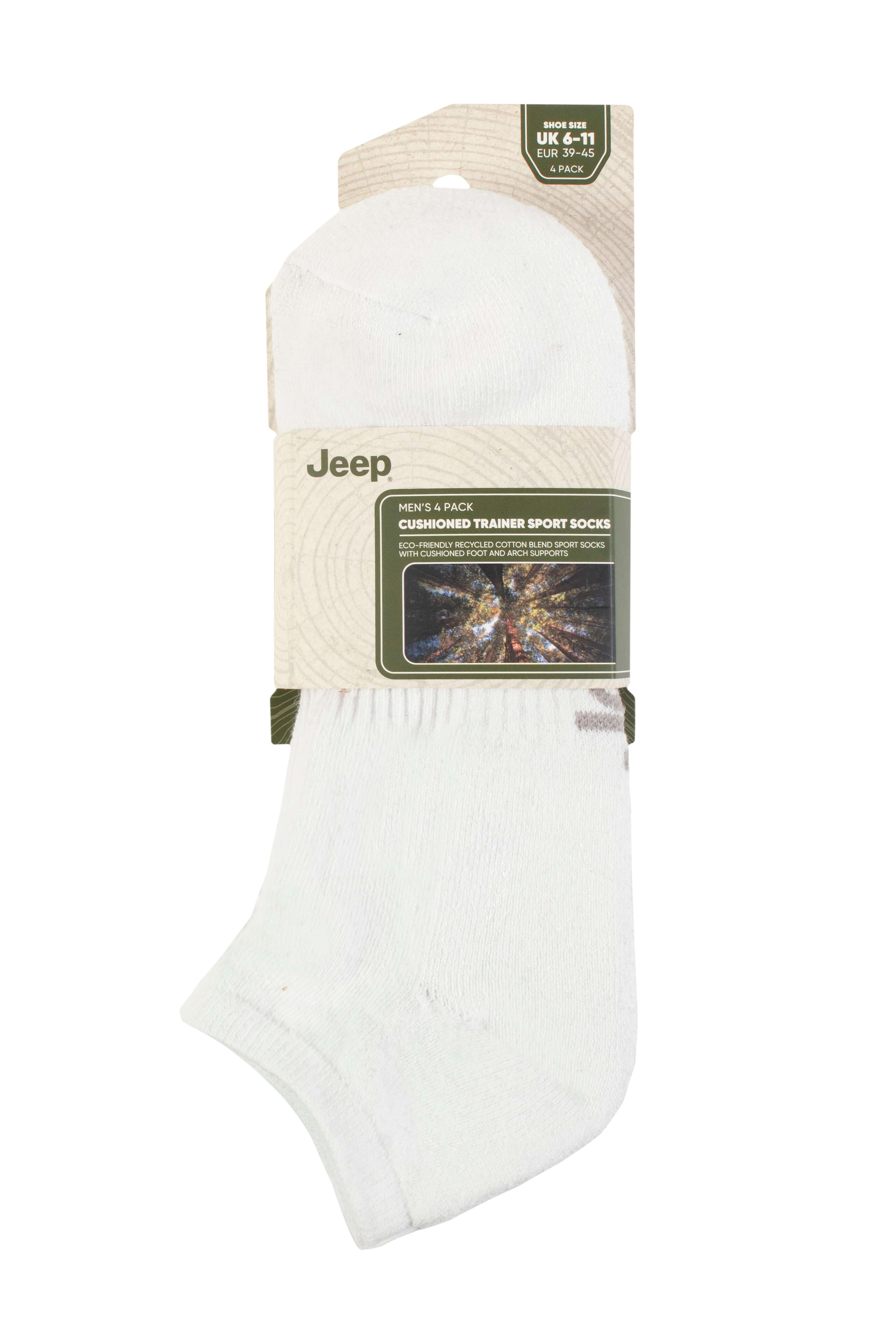 Jeep Men's 4 Pair Cushioned Sport Trainer Socks - Size (6-11)