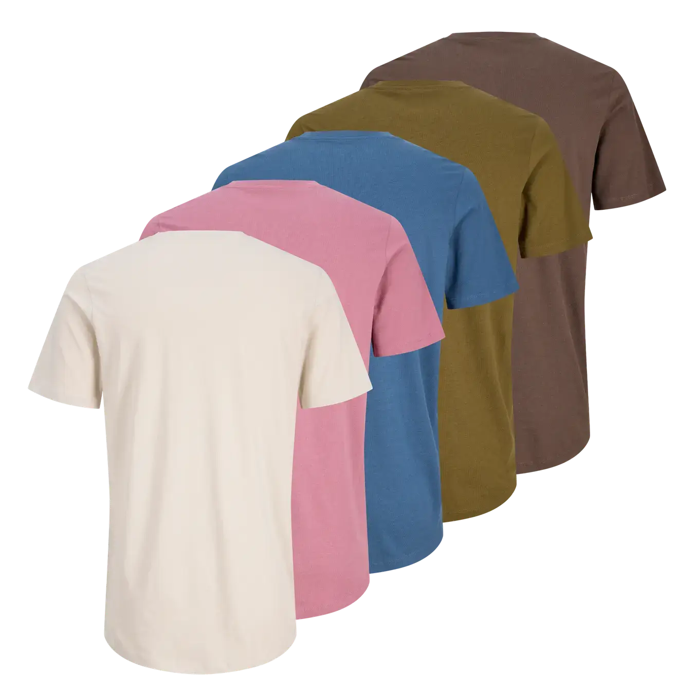 Jack & Jones Men’s 5-Pack Crew Neck T-Shirts – 100% Cotton, Classic Fit