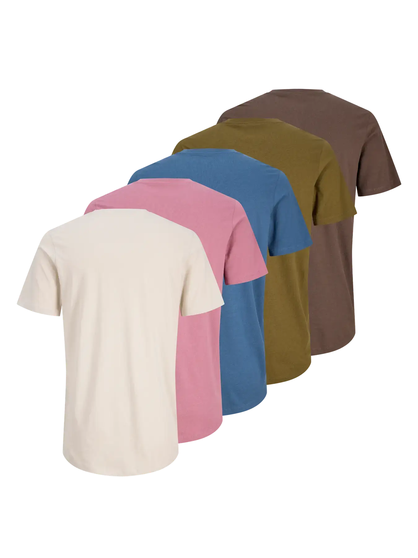 Jack & Jones Men’s 5-Pack Crew Neck T-Shirts – 100% Cotton, Classic Fit