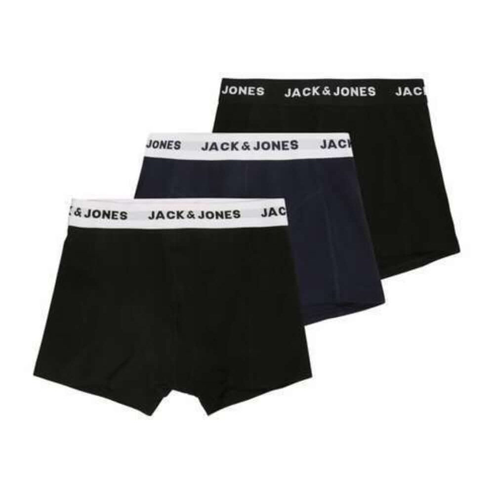 Jack & Jones Cotton Stretch Jacbasic Junior Trunks 3 Pack - Black