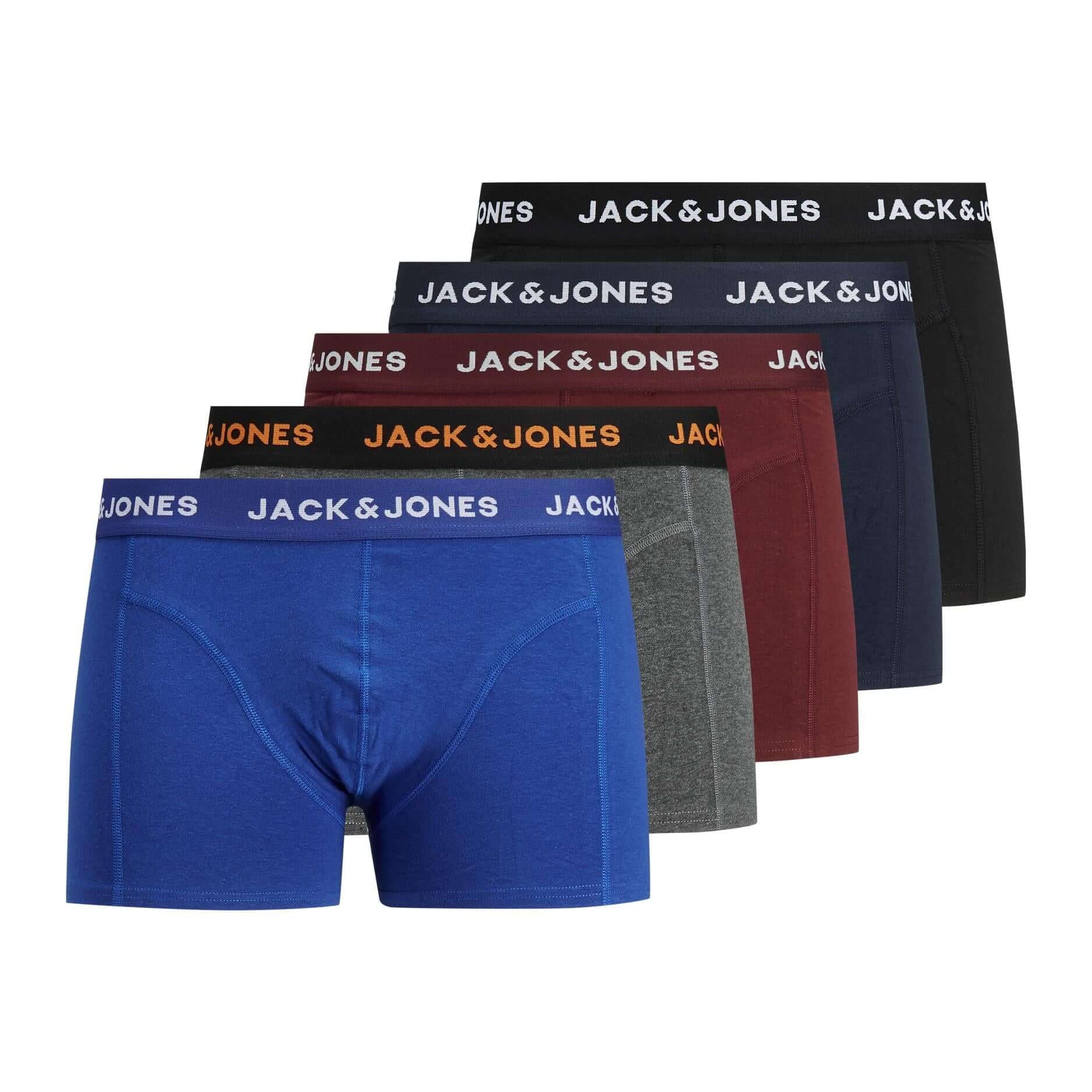 Jack & Jones 5-Pack Cotton Stretch Trunks | Multi-Colour Men’s Underwear