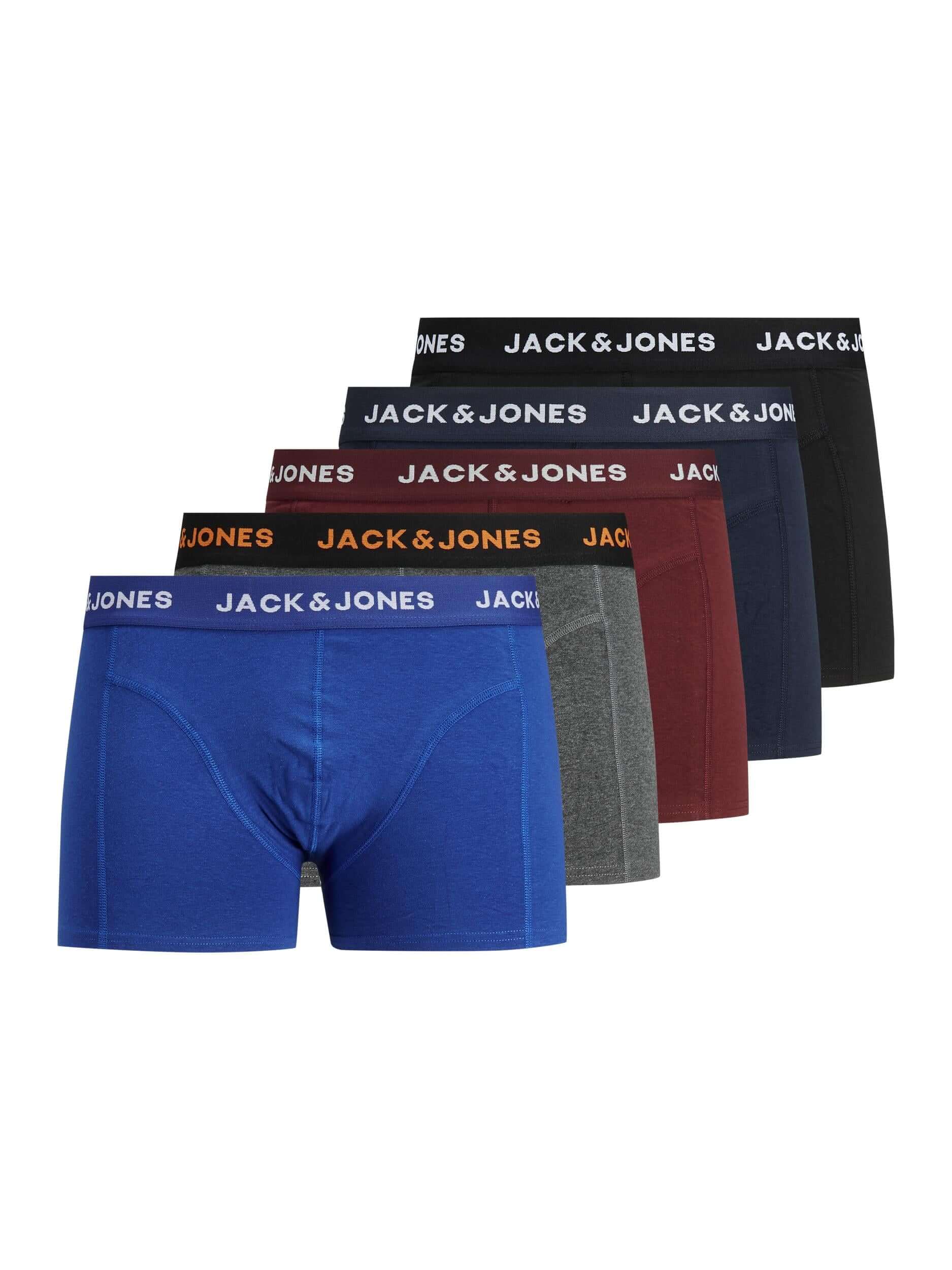 Jack & Jones 5-Pack Cotton Stretch Trunks | Multi-Colour Men’s Underwear