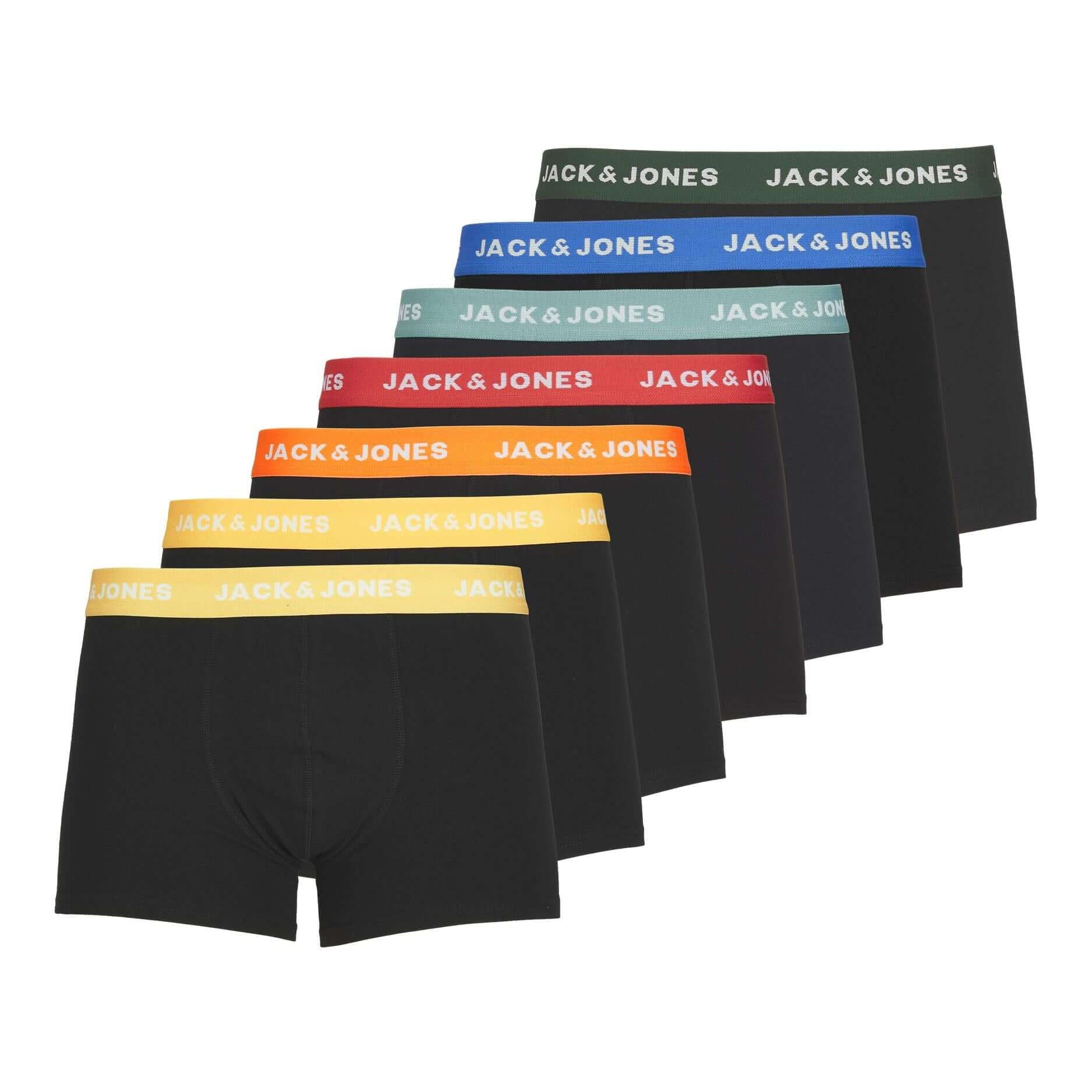 Jack & Jones Jacvito 7 Pack Cotton Stretch Trunks - Black Multi