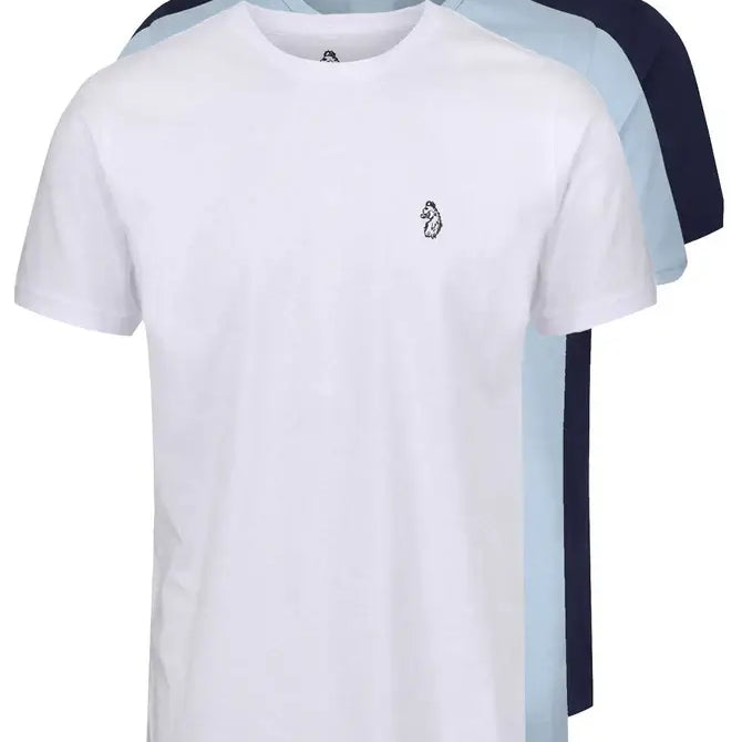 LUKE 1977 Johnys Crew Neck 3 Pack T-Shirt, Navy/Sky/White