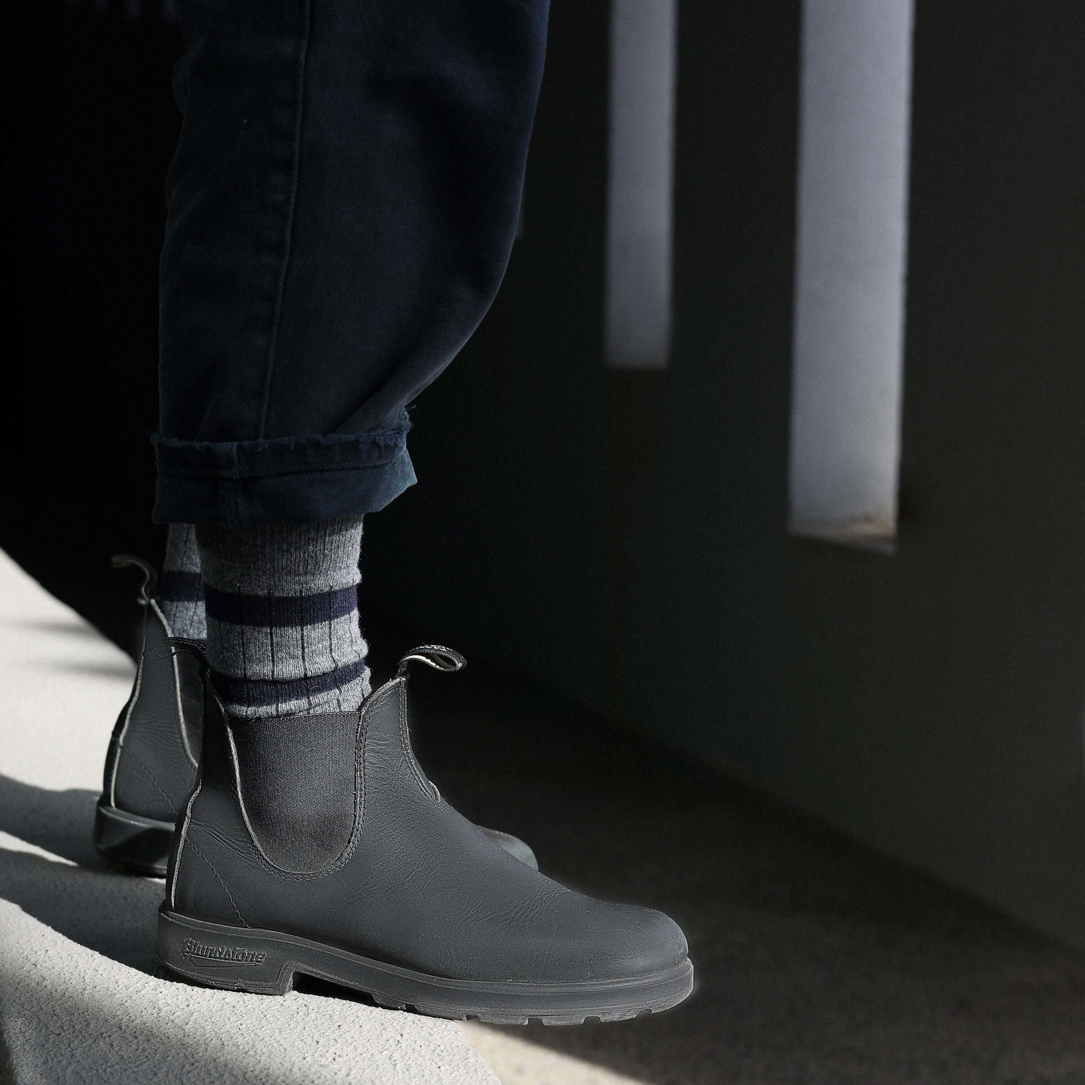 KLUE Merino Wool Socks with Stripes | Grey & Black