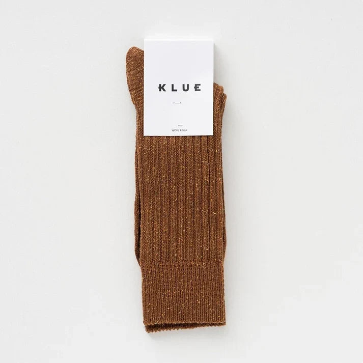 KLUE men's silk wool dust star socks - Caramel - UK 7.5-11