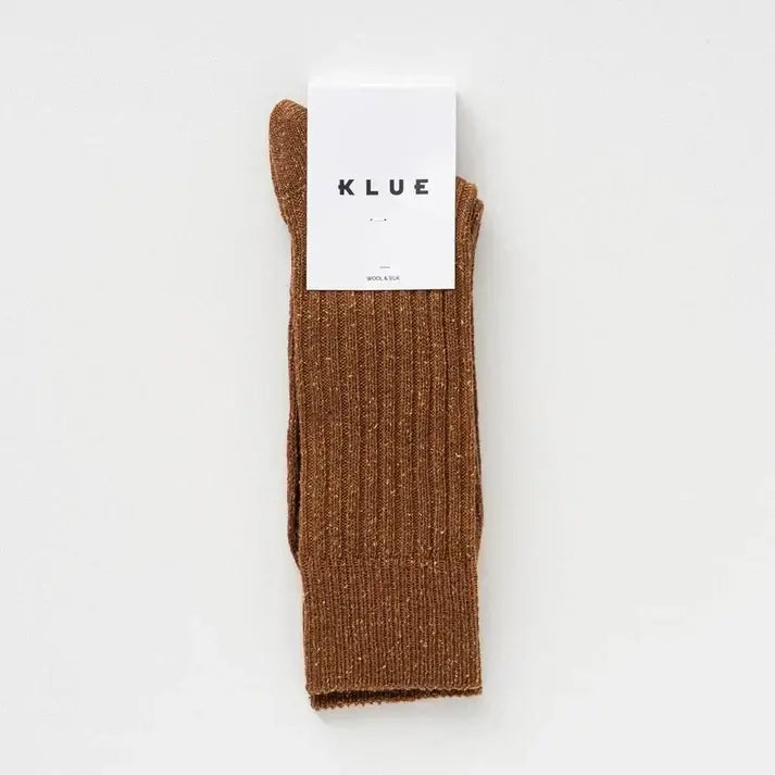 KLUE men's silk wool dust star socks - Caramel - UK 7.5-11