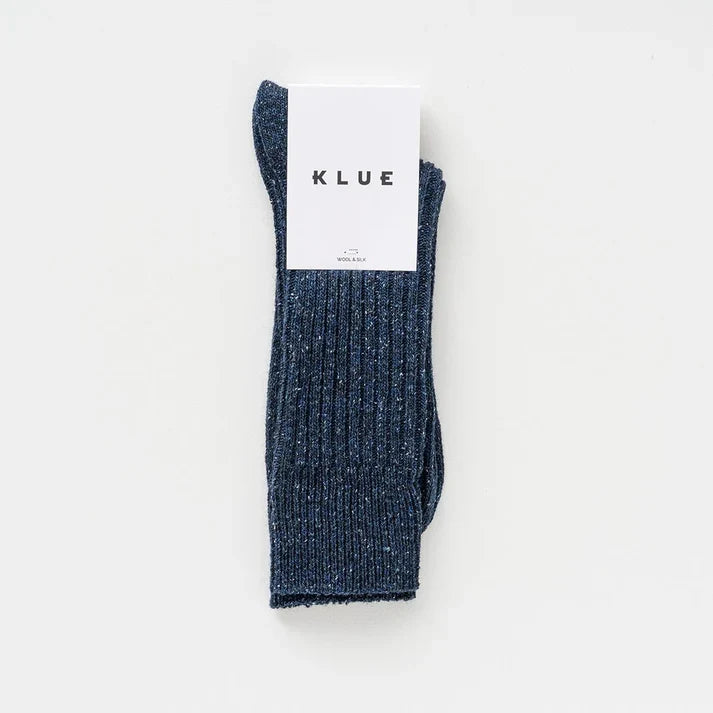 KLUE men's silk wool dust star socks - Navy - UK 7.5-11