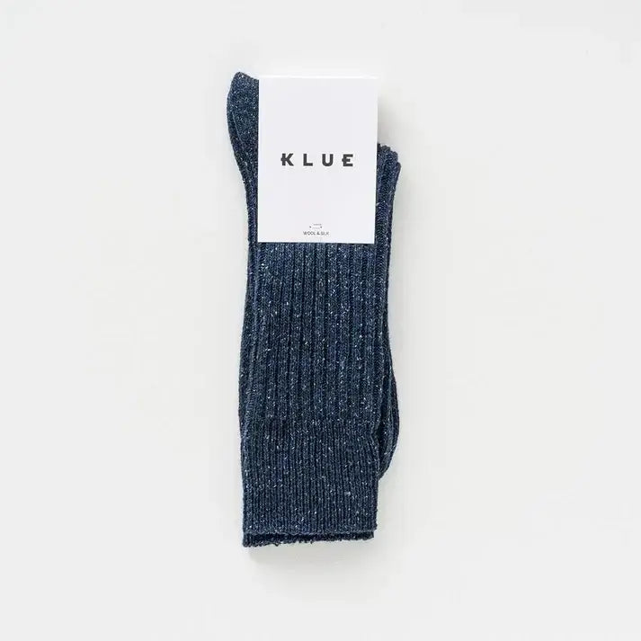 KLUE men's silk wool dust star socks - Navy - UK 7.5-11