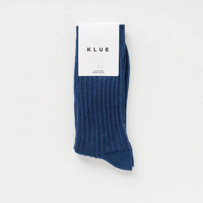 KLUE men's organic cotton knitted rib socks - Navy - UK 7.5-11