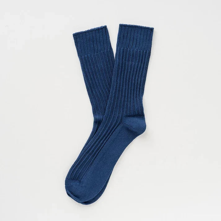 KLUE men's organic cotton knitted rib socks - Navy - UK 7.5-11
