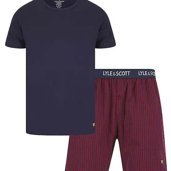 Lyle & Scott Kyle Shorts Lounge Set - Peacoat / Ruby Wine