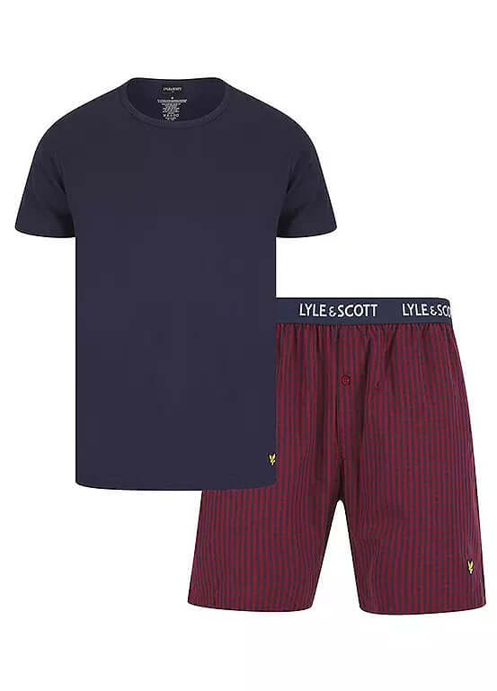 Lyle & Scott Kyle Shorts Lounge Set - Peacoat / Ruby Wine