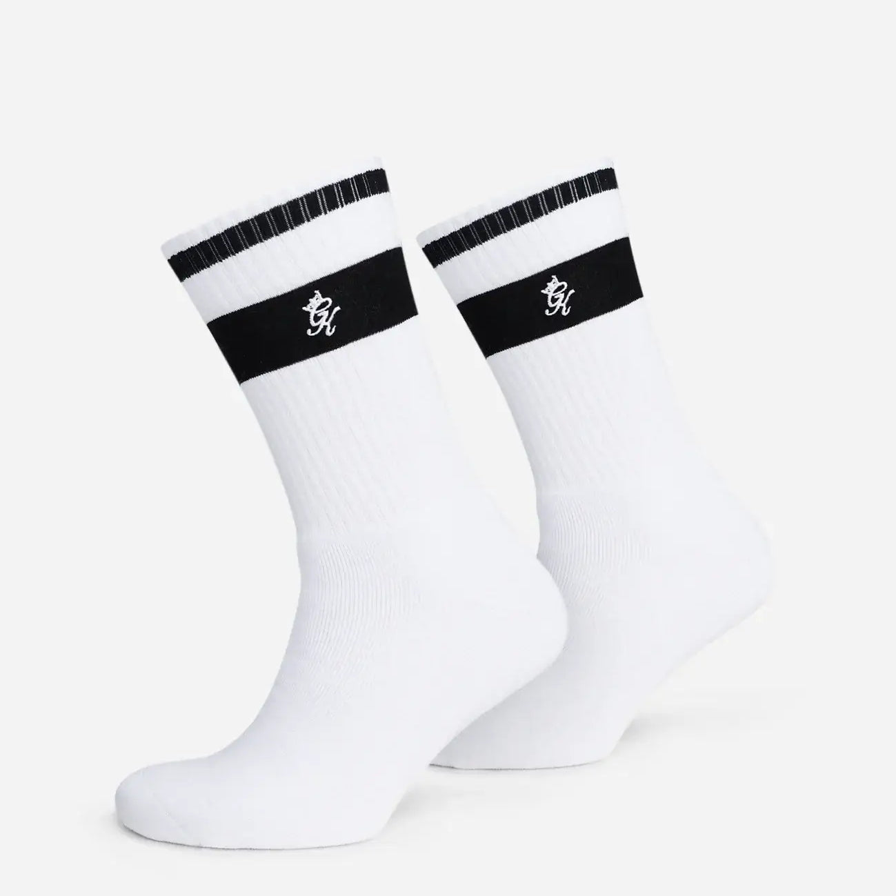 Gym King Ryu Socks – 2 Pack | Unisex Ribbed White Sports Socks