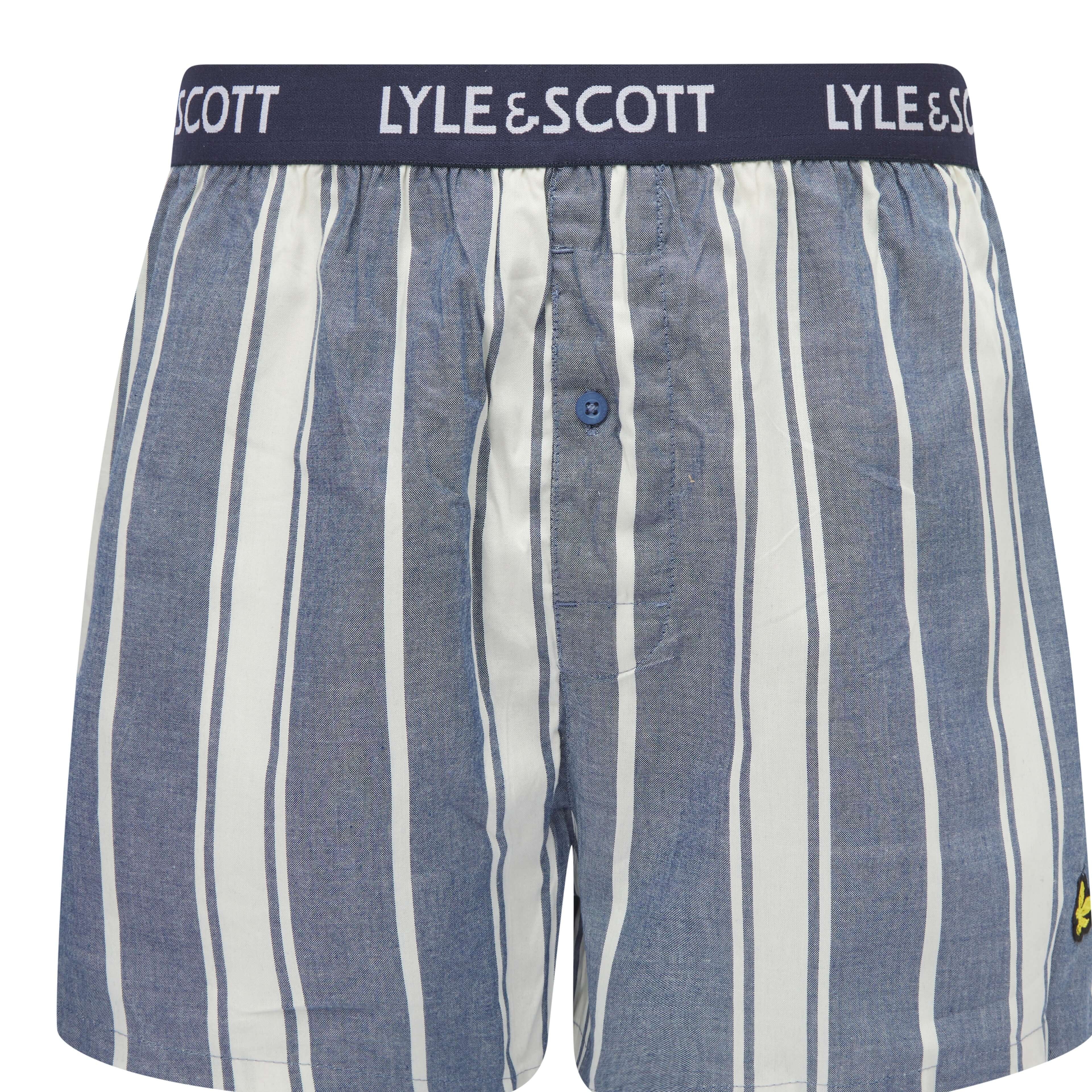 Lyle & Scott 3 Pack Men's Lenny Woven Boxers - White Stripe/Peacoat/Blue Gingham