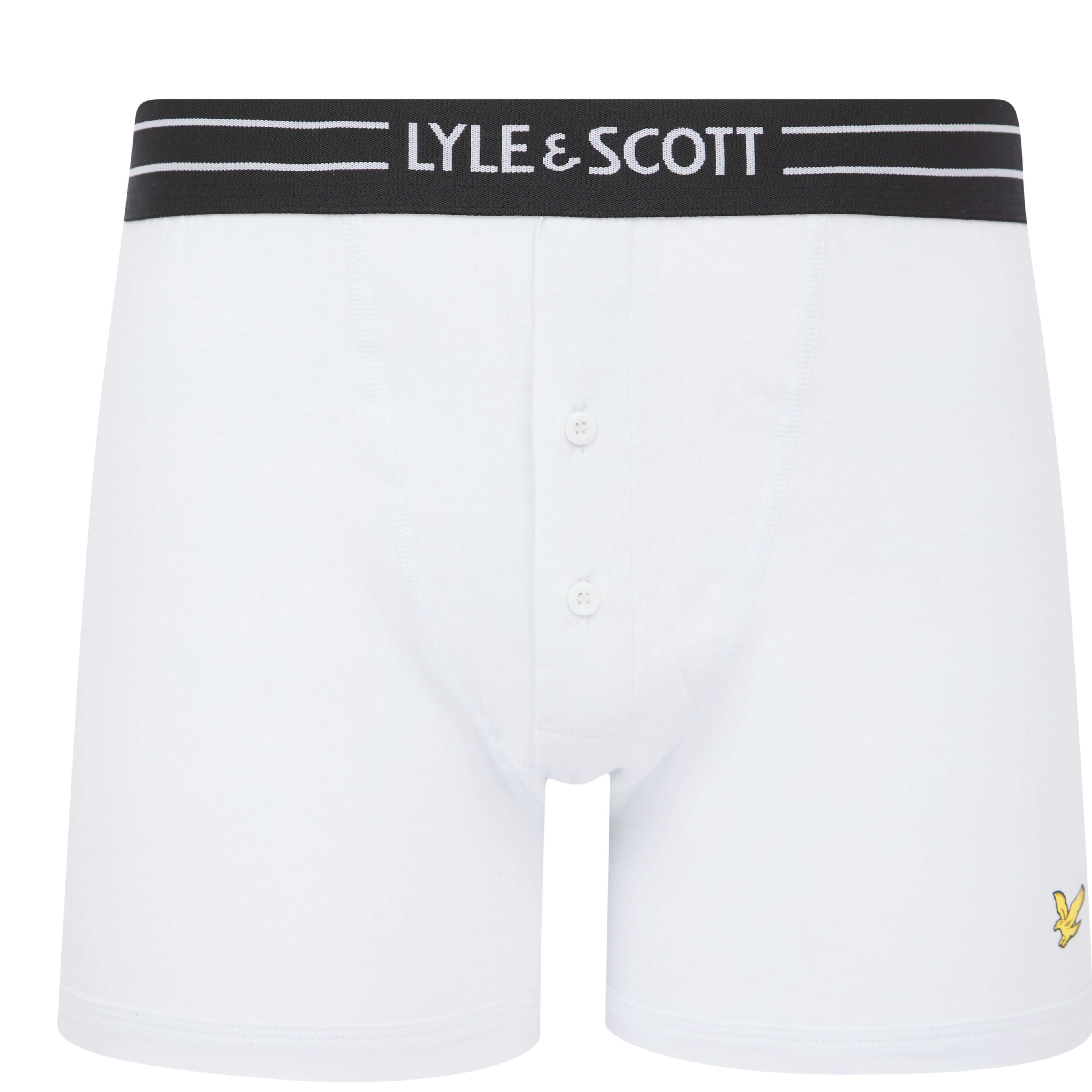 Lyle & Scott 3 Pack Lewis Men's Button Fly Boxer Trunks - White/Peacoat/Grey Marl