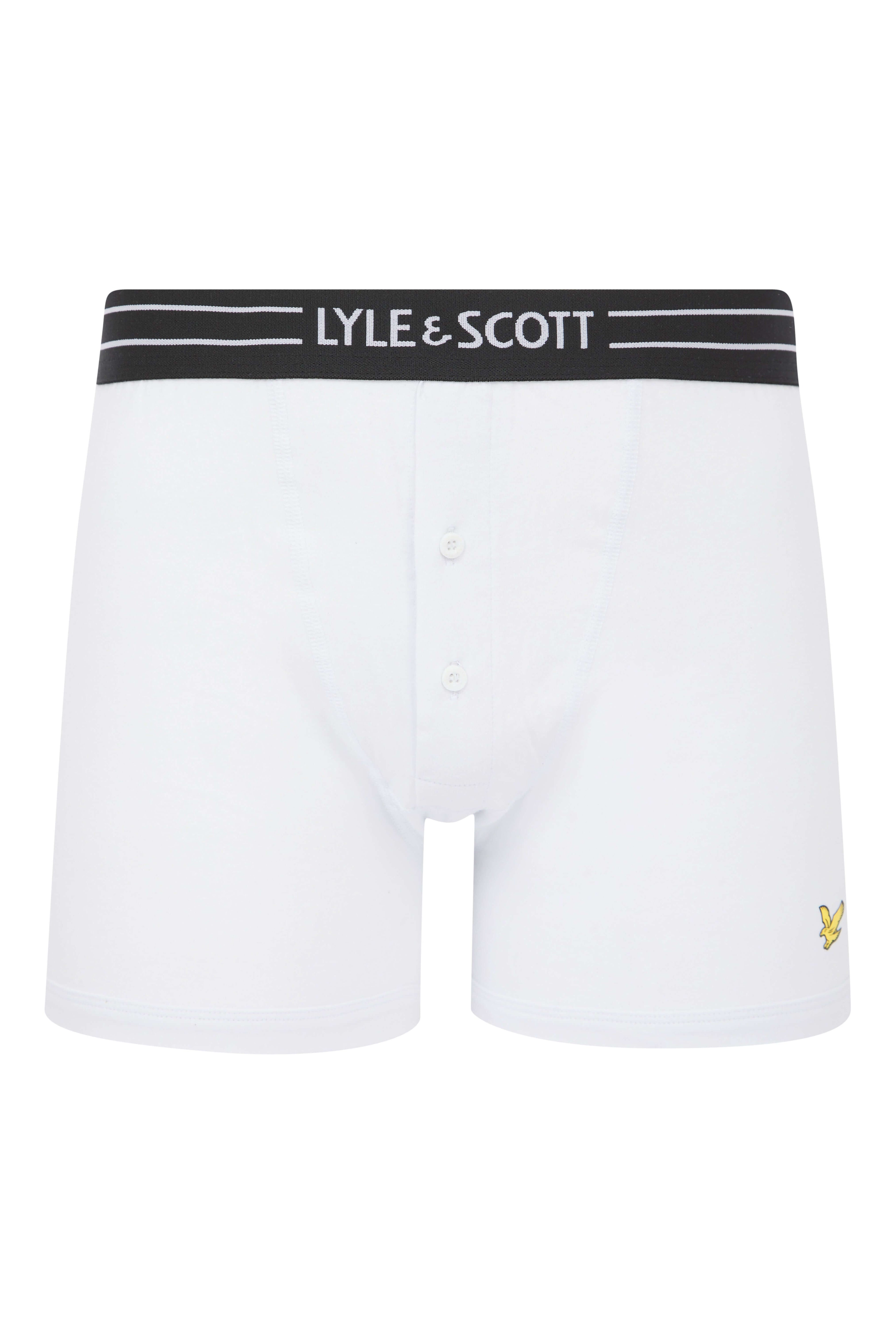 Lyle & Scott 3 Pack Lewis Men's Button Fly Boxer Trunks - White/Peacoat/Grey Marl