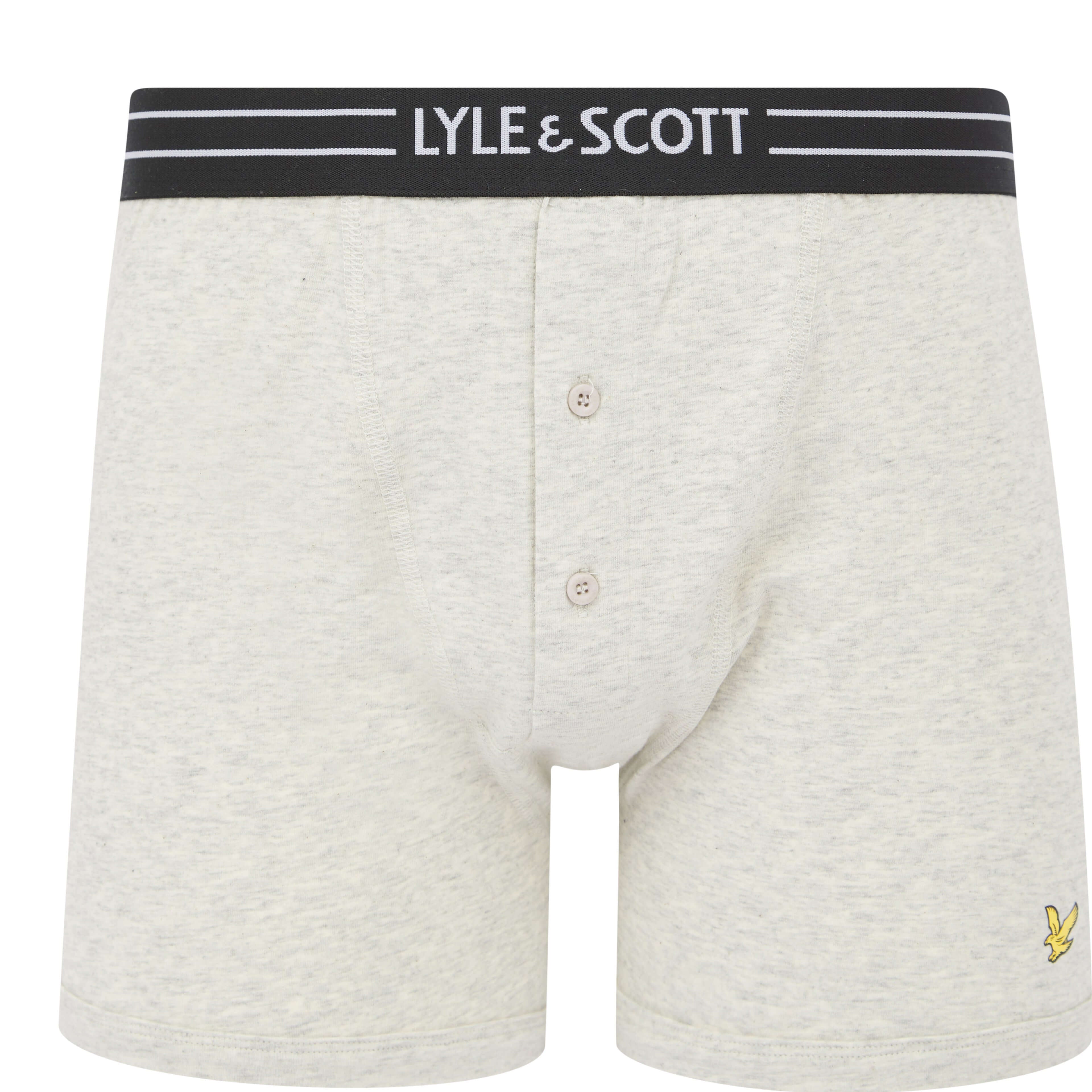 Lyle & Scott 3 Pack Lewis Men's Button Fly Boxer Trunks - White/Peacoat/Grey Marl
