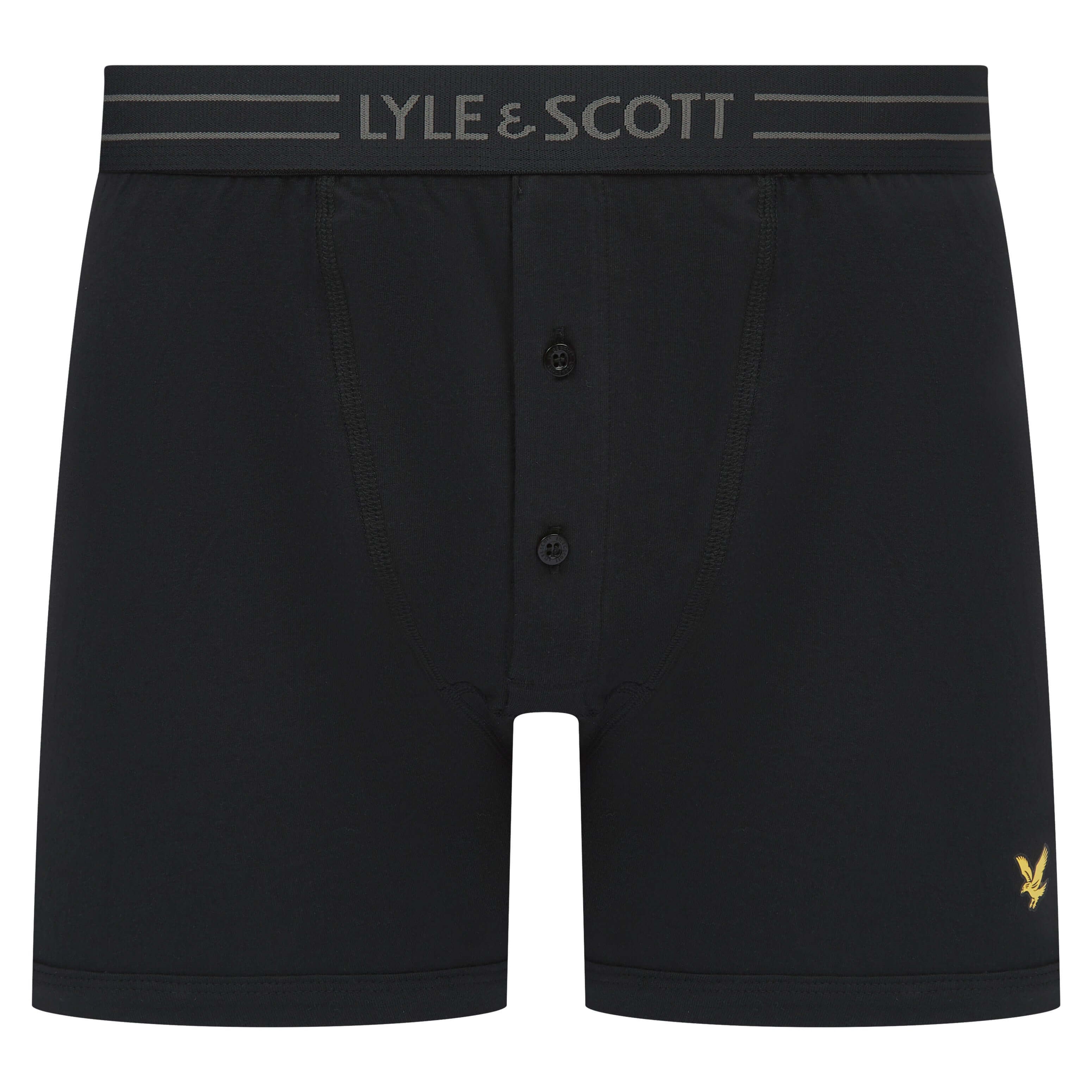 Lyle & Scott 3 Pack Lewis Men's Button Fly Boxer Briefs - Black Multi