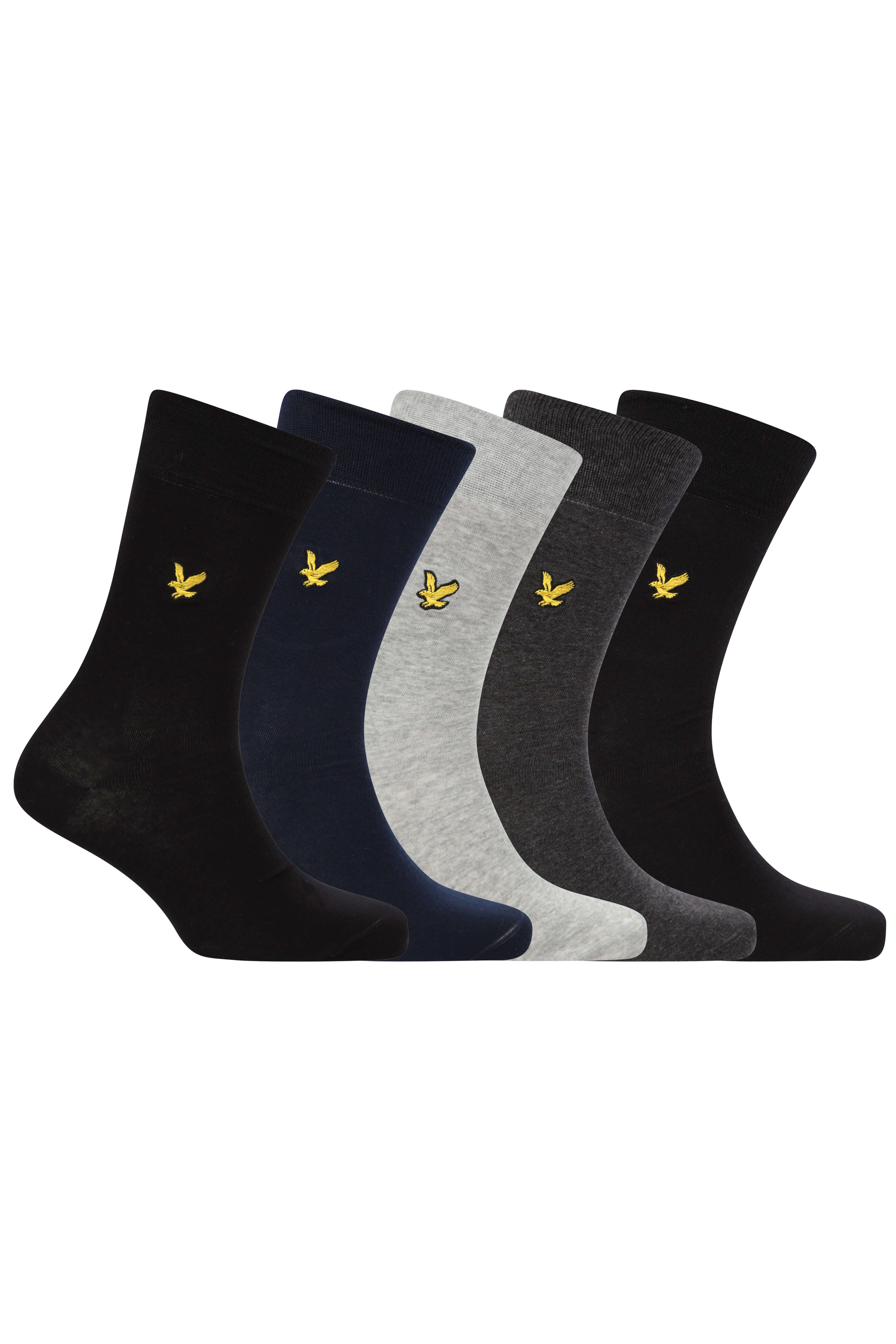 Lyle & Scott 5 Pack Dress Socks - Black/Peacoat/Grey/Charcoal