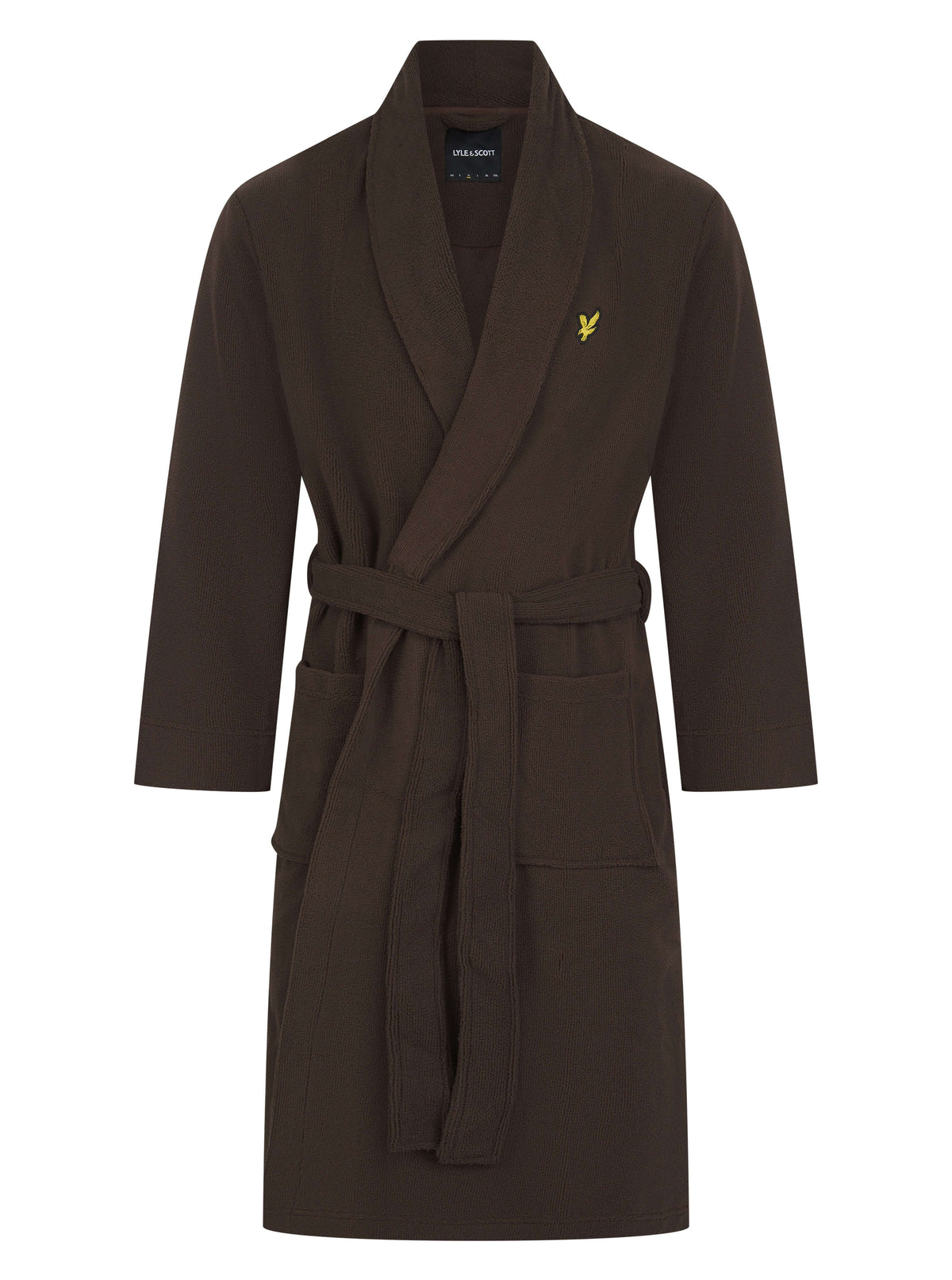 Lyle & Scott Lucas Towelling Dressing Gown Brown - Image 1