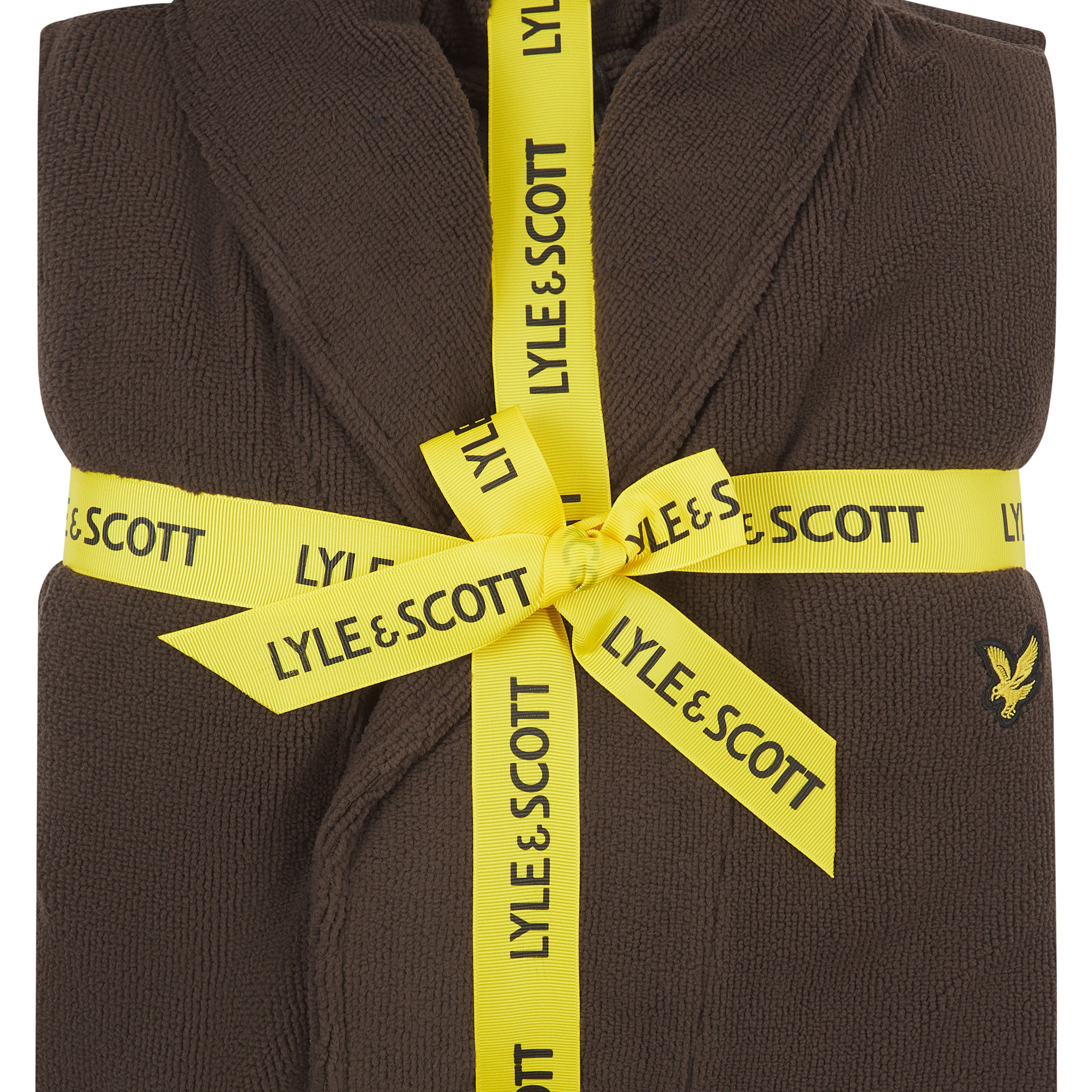 Lyle & Scott Lucas Towelling Dressing Gown Brown - Image 3